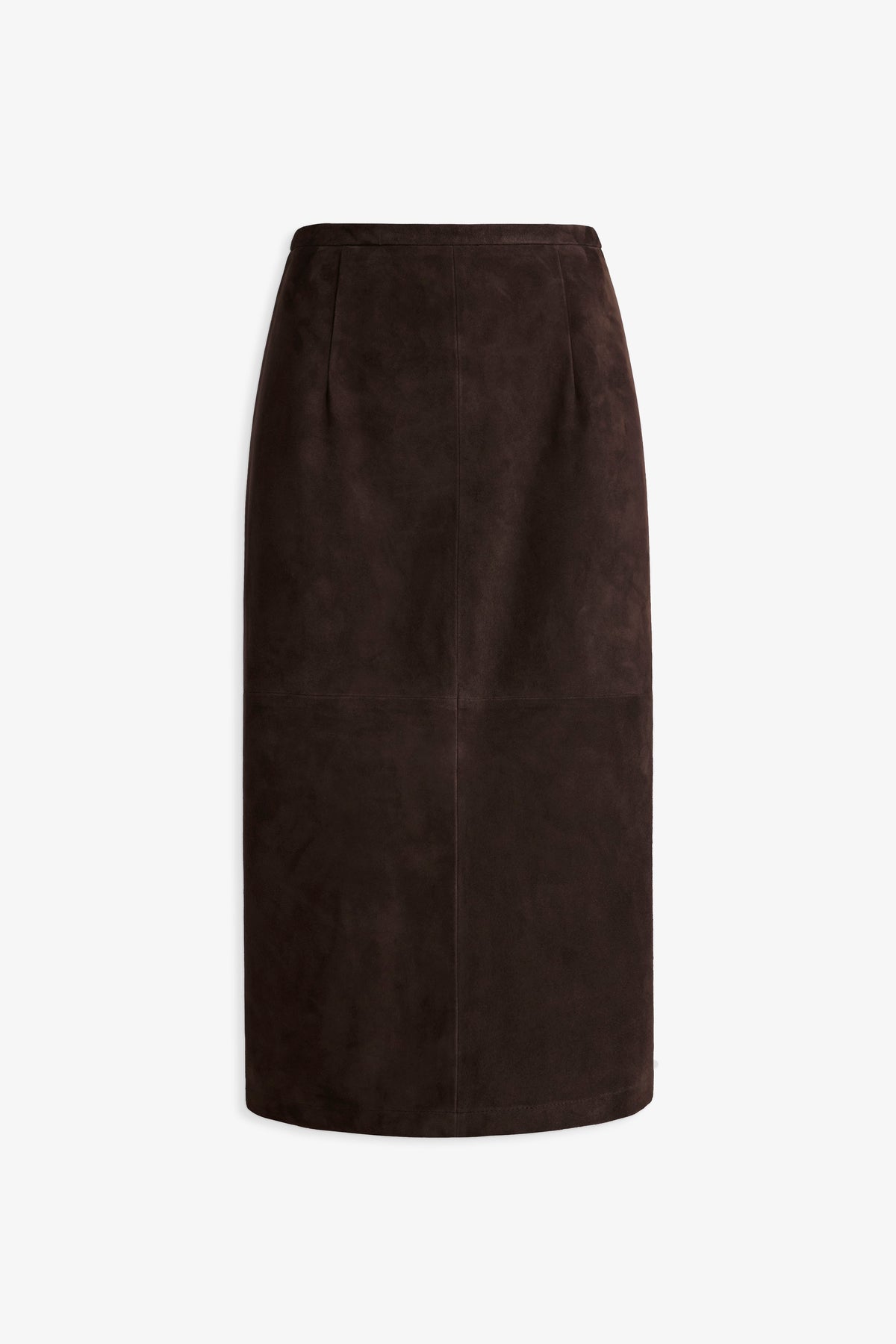 Nour Hammour Alana Relaxed Suede Midi Skirt Mocha - Silhouette