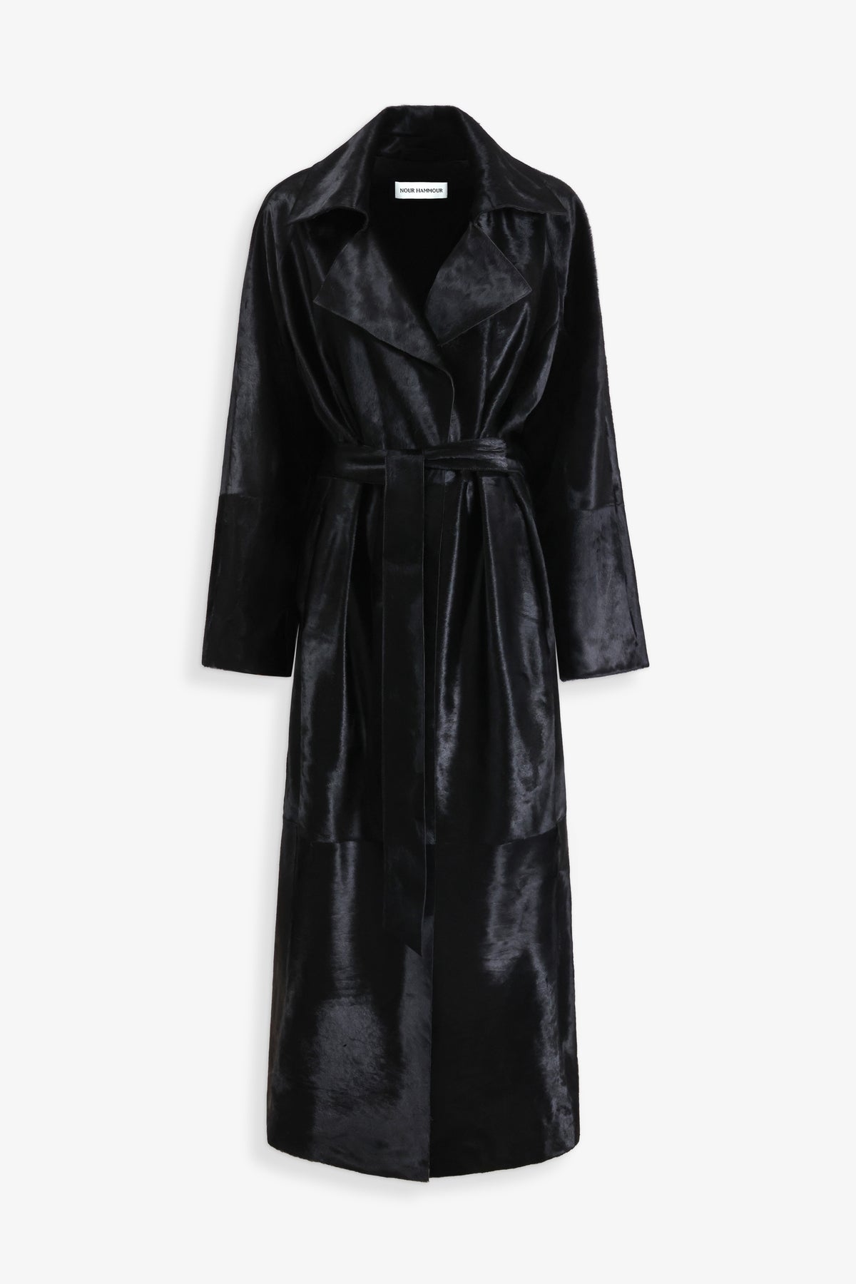 Nour Hammour Althea Soft Ponyhair Trench Obsidian Black - Silhouette 