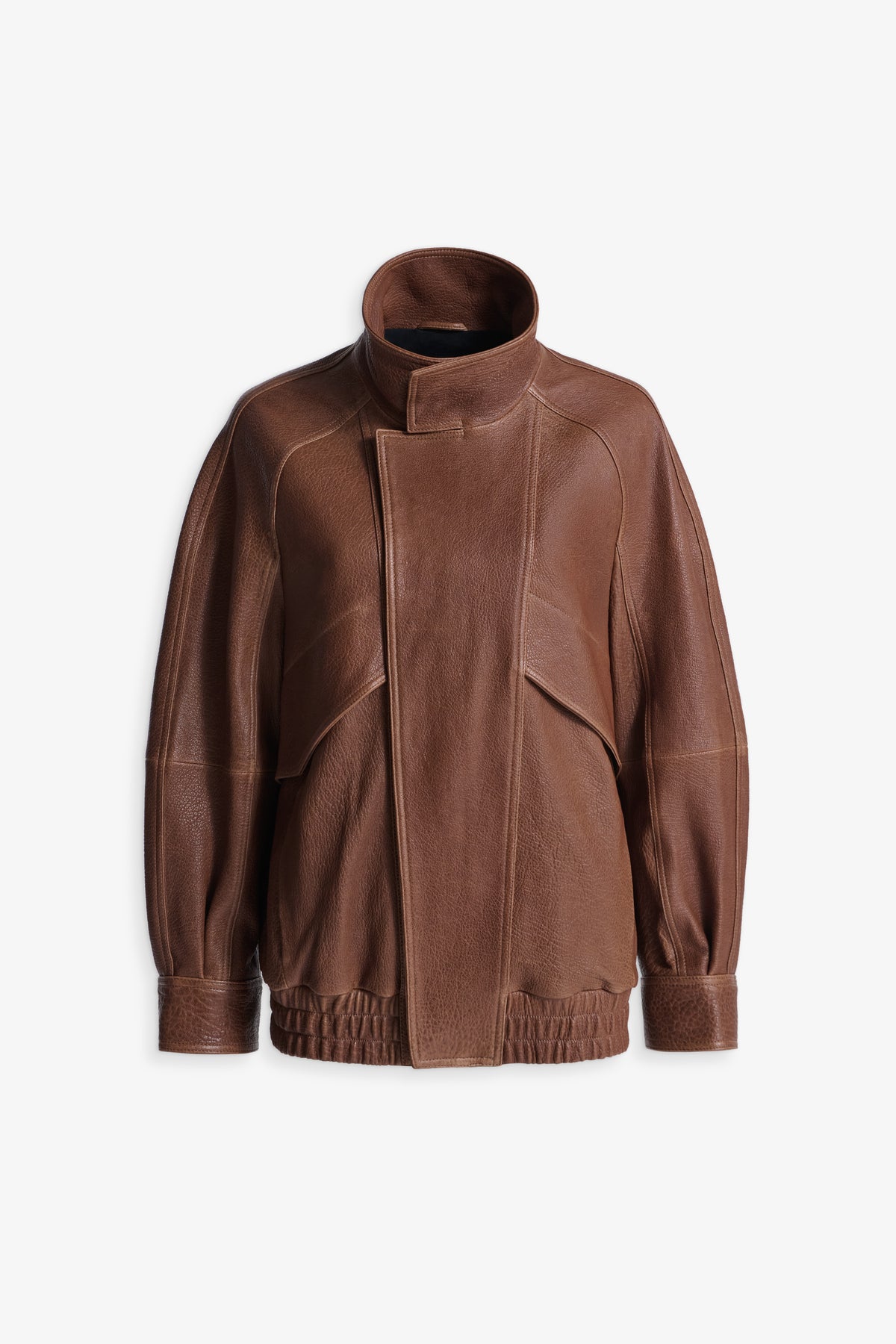 Nour Hammour Ariste Funnel Leather Bomber Terracotta - Silhouette