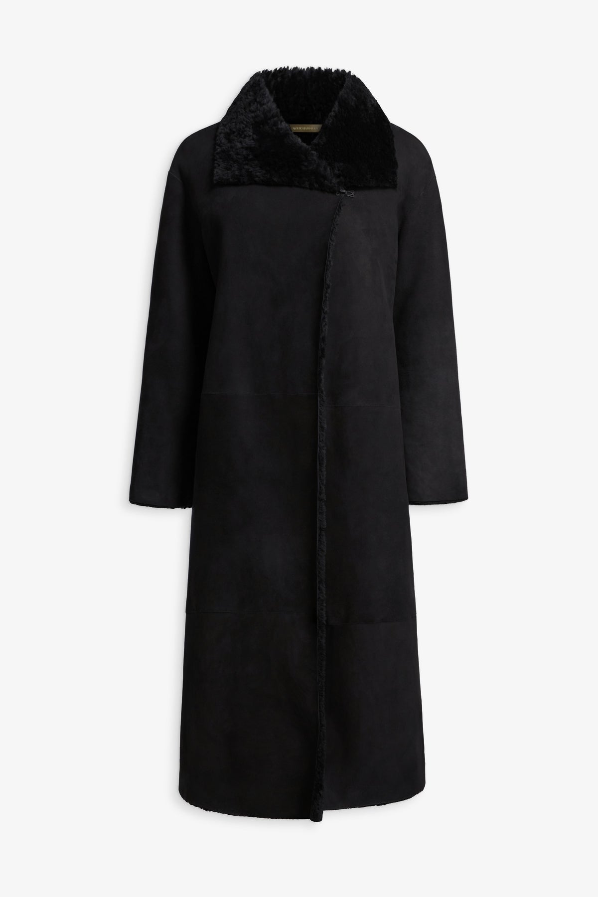 Nour Hammour Birthday Coat Shearling Blanket Coat Black - Silhouette
