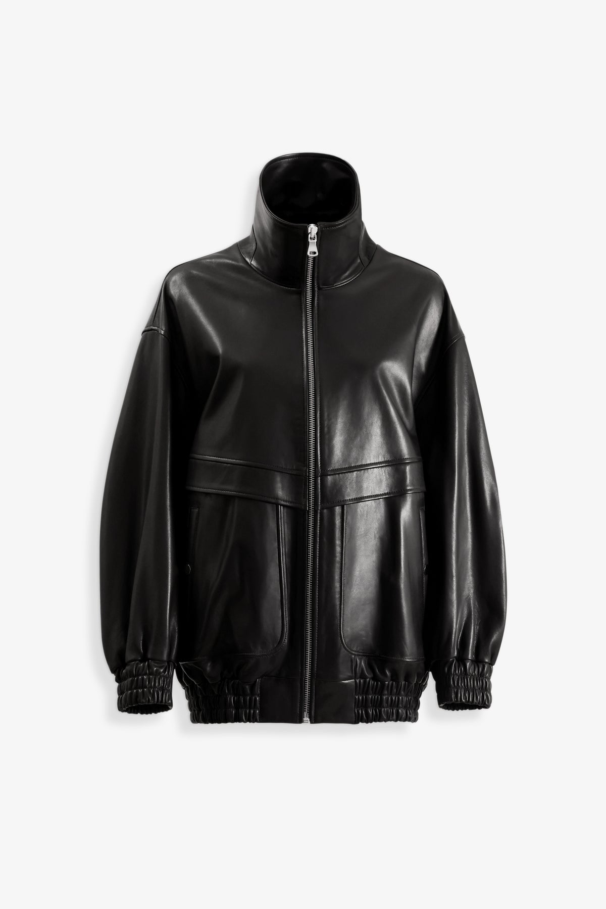 Nour Hammour Beck Modern Leather Bomber Black - Silhouette