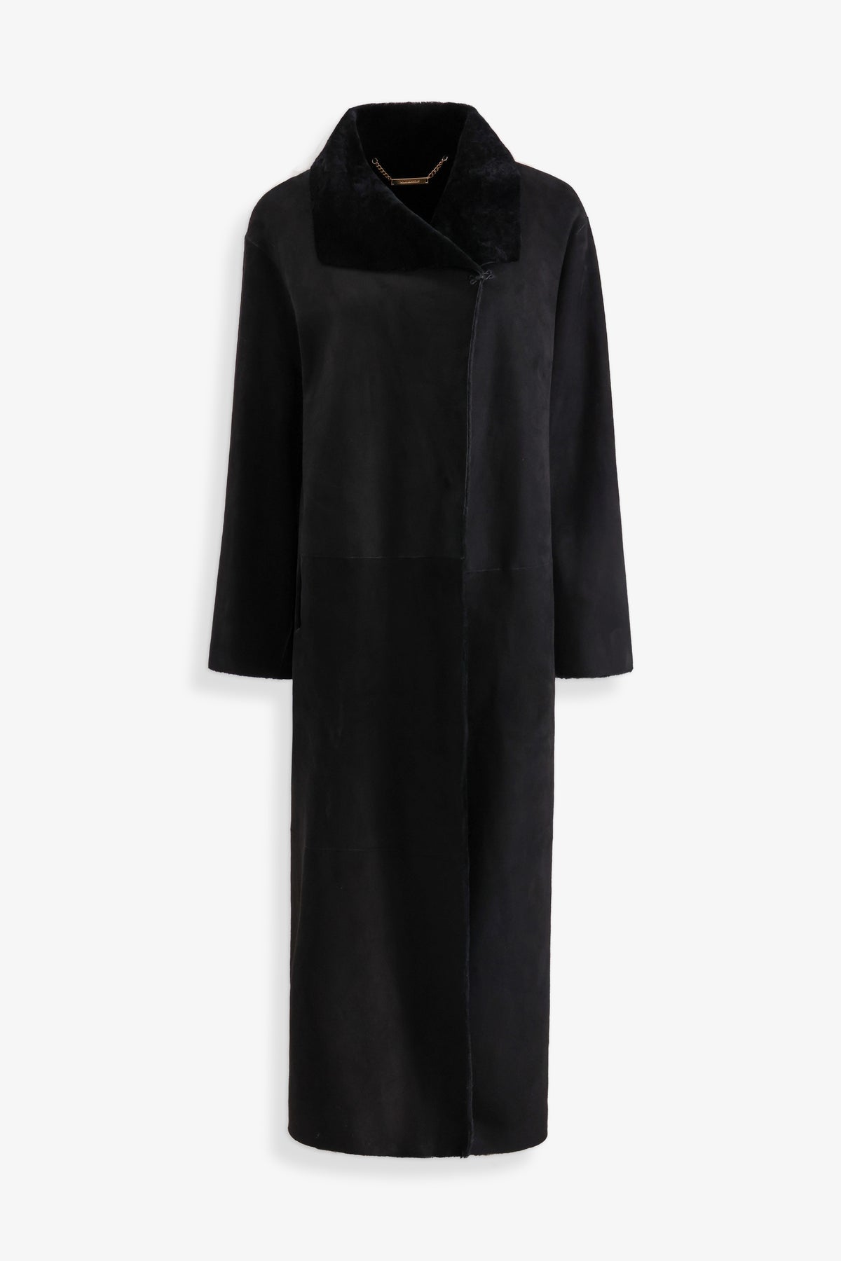 Nour Hammour Birthday Coat Draped Merinos Coat Black - Silhouette 