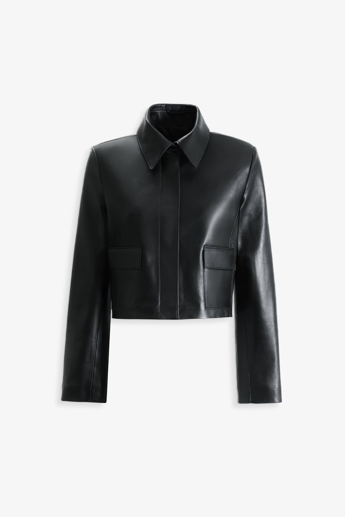 Nour Hammour Bleeker Minimal Leather Jacket Black - Silhouette