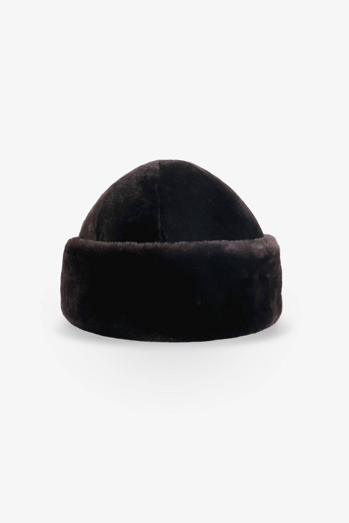 Nour Hammour Blokes Merinos Shearling Beanie Chocolat Fondant - Silhouette