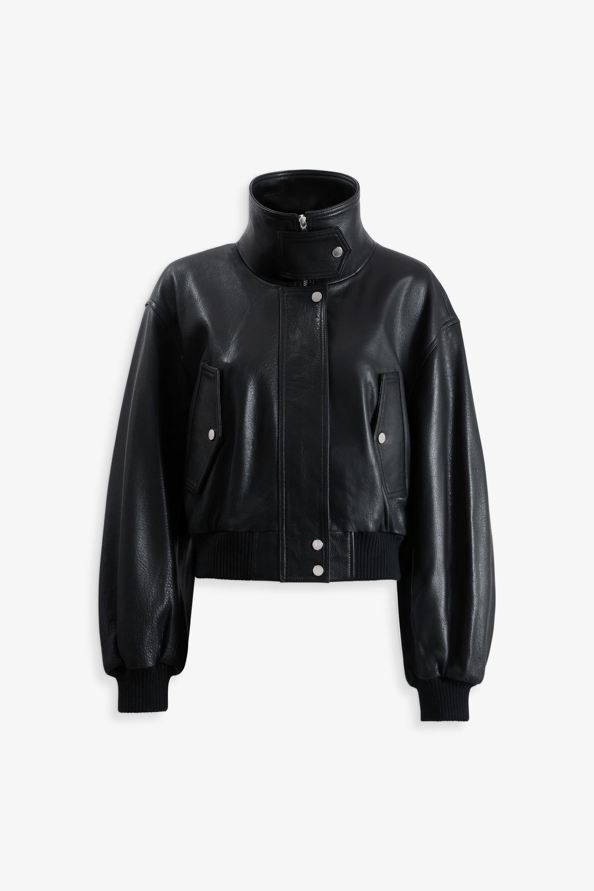 Nour Hammour Briar Cropped Bomber Jacket Black - Silhouette