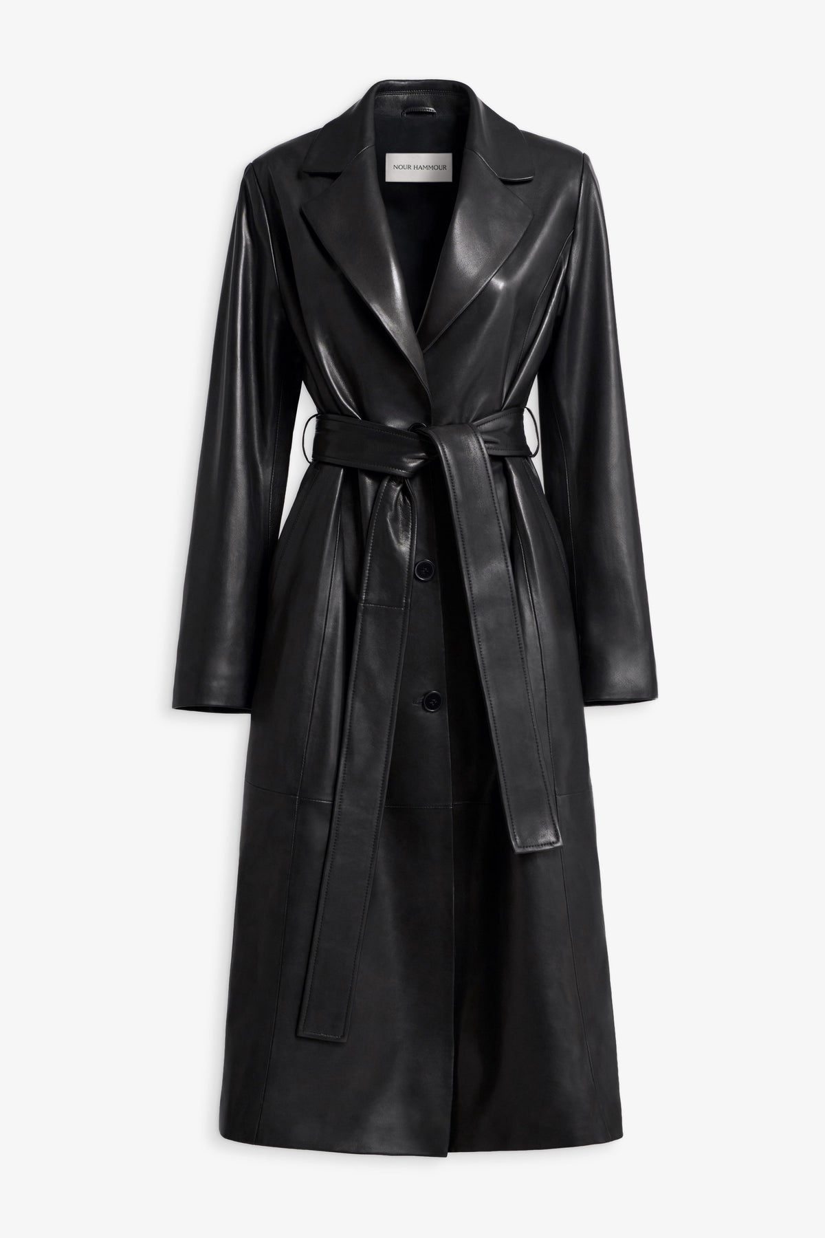 Nour Hammour Camden Ladylike Leather Trench Noir Classique - Silhouette