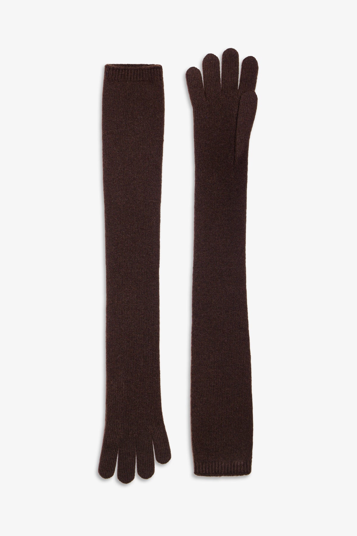 Nour Hammour Extra Long Gloves Cashmere Brown - Silhouette