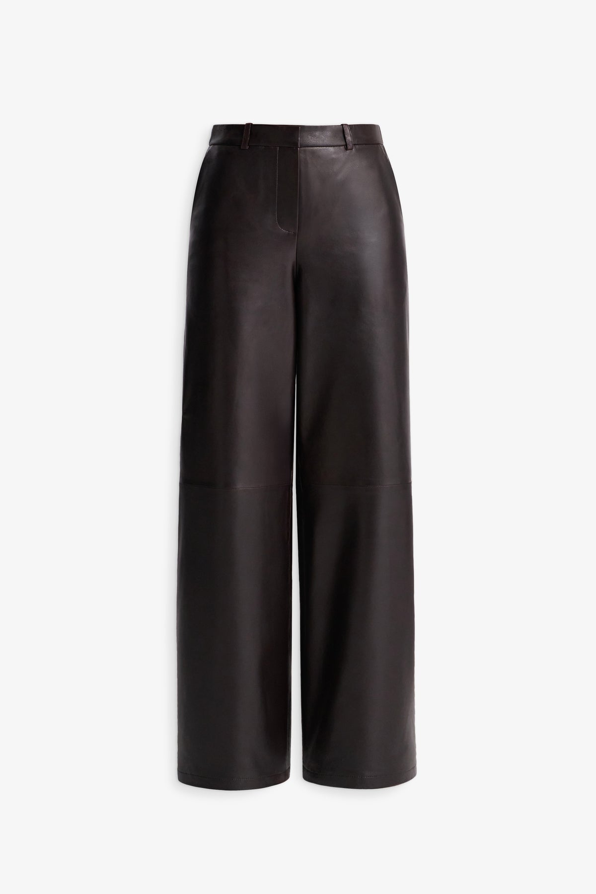 Nour Hammour Coda Wide Leg Leather Trouser Brown - Silhouette