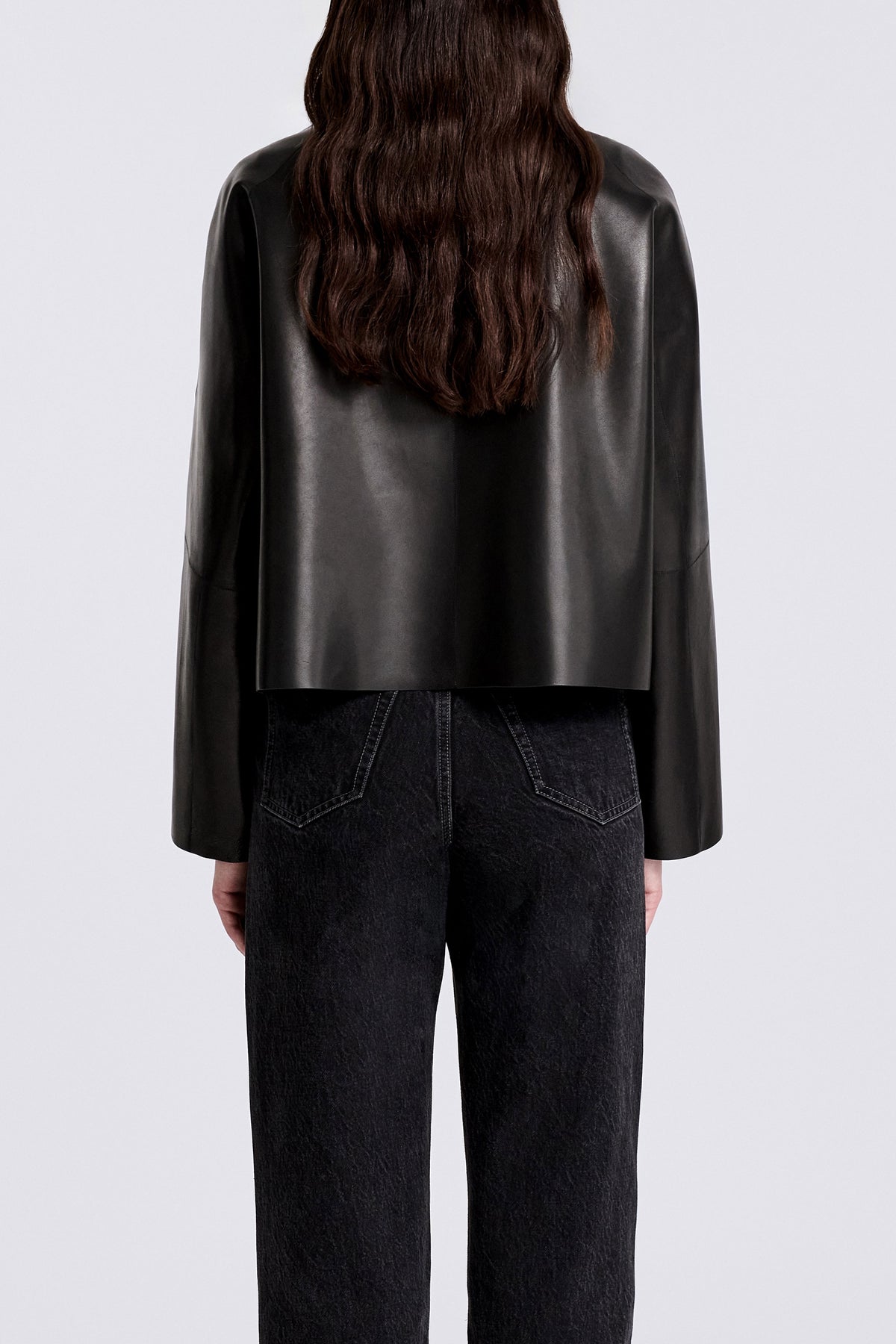 Model is Wearing Nour Hammour Dumas The Perfect Lightweight Jacket Noir Classique - Back