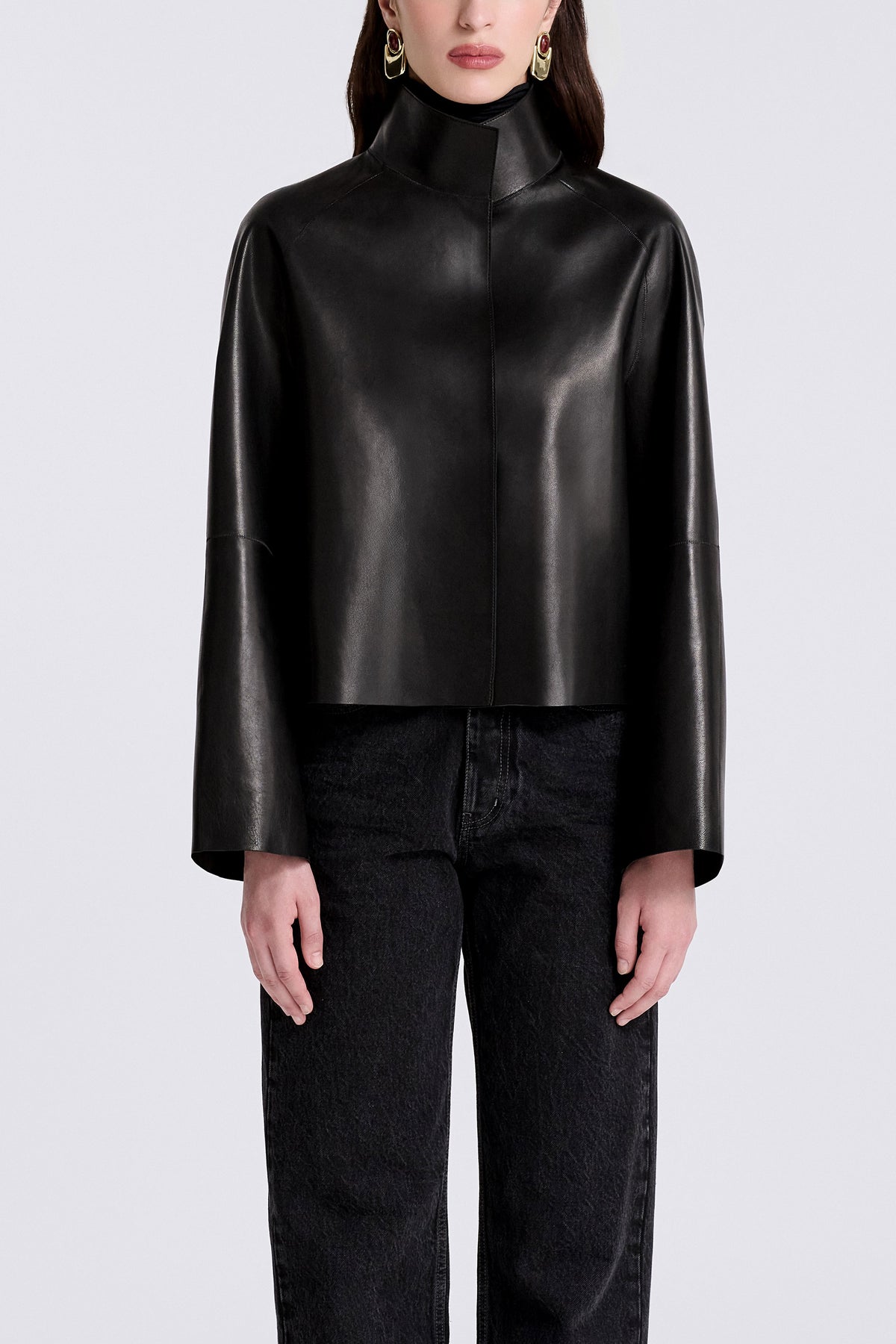 Model is Wearing Nour Hammour Dumas The Perfect Lightweight Jacket Noir Classique - Front