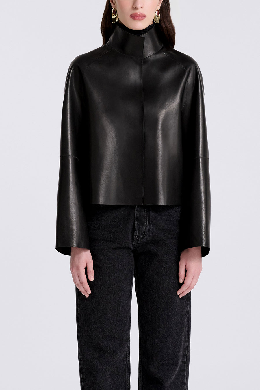 Model is Wearing Nour Hammour Dumas The Perfect Lightweight Jacket Noir Classique - Front