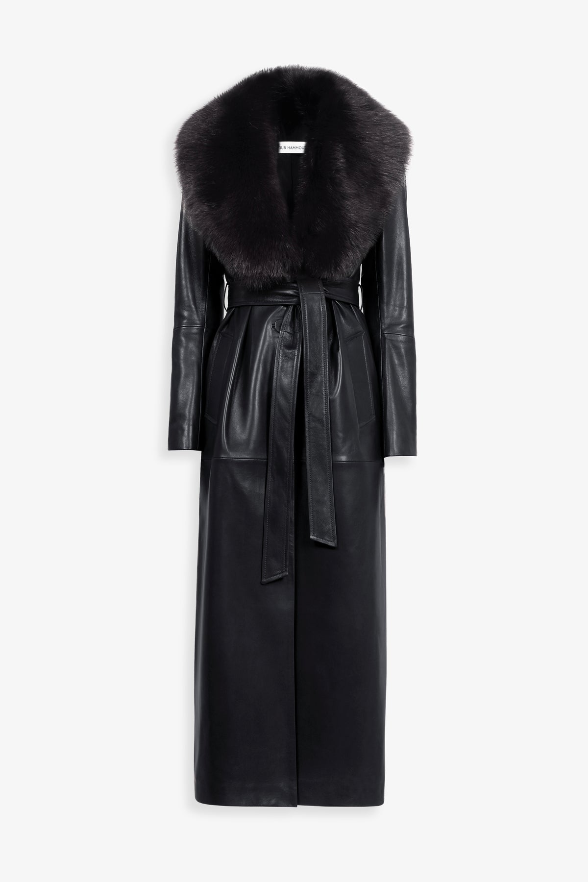 Nour Hammour Dakota Glam Shearling Collar Trench Black Espresso - Silhouette