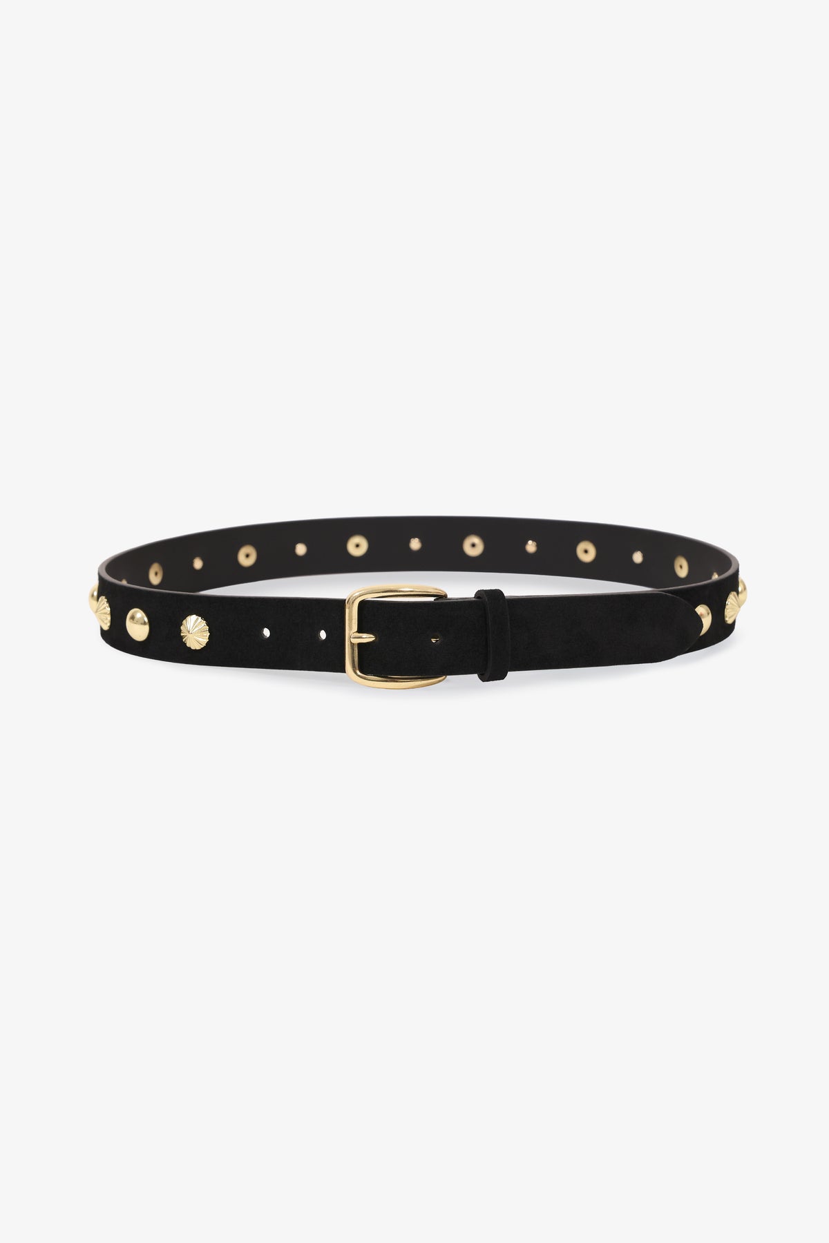 Nour Hammour Eden Embellished Suede Belt Black Gold - Silhouette