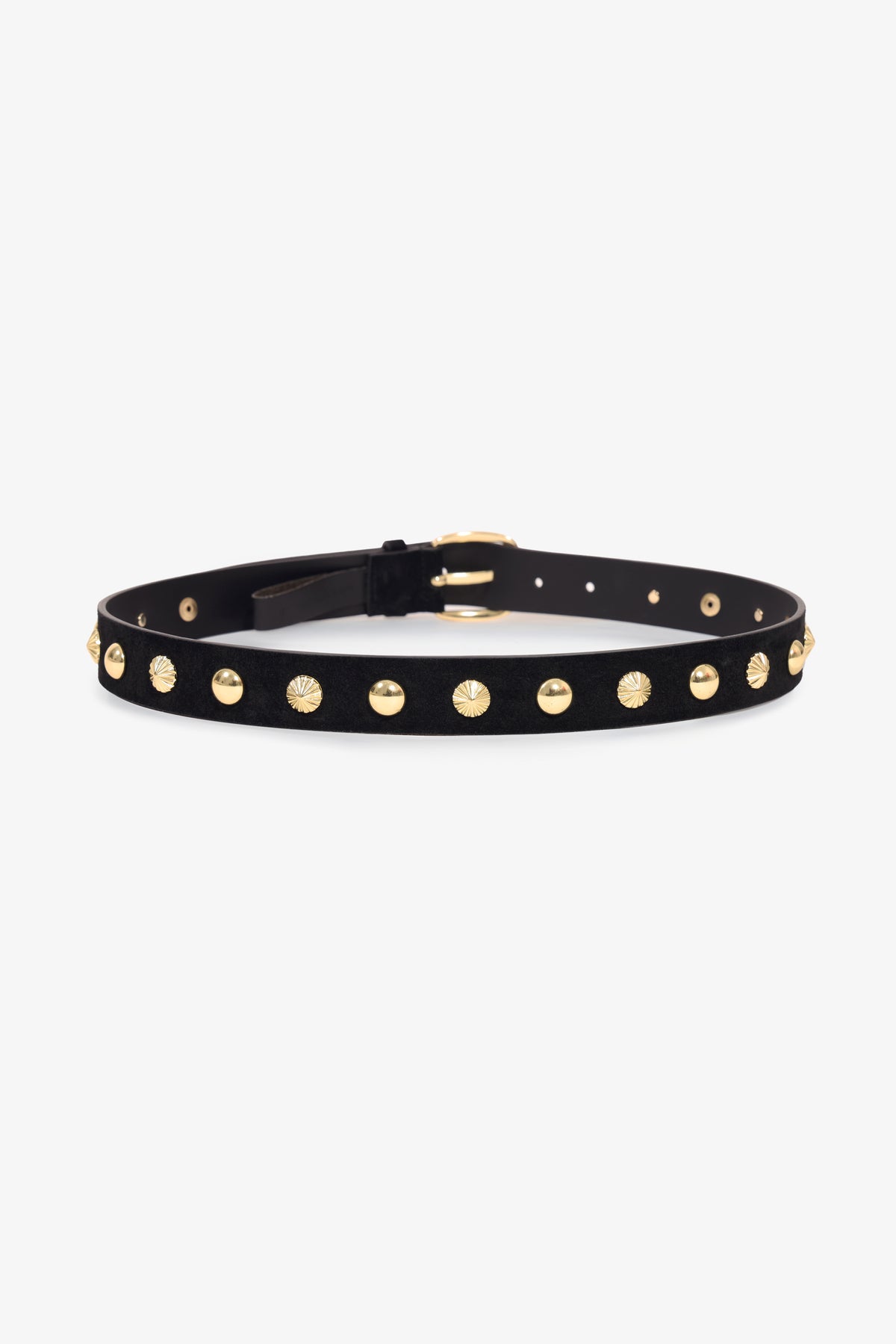 Nour Hammour Eden Embellished Suede Belt Black Gold - Silhouette Back