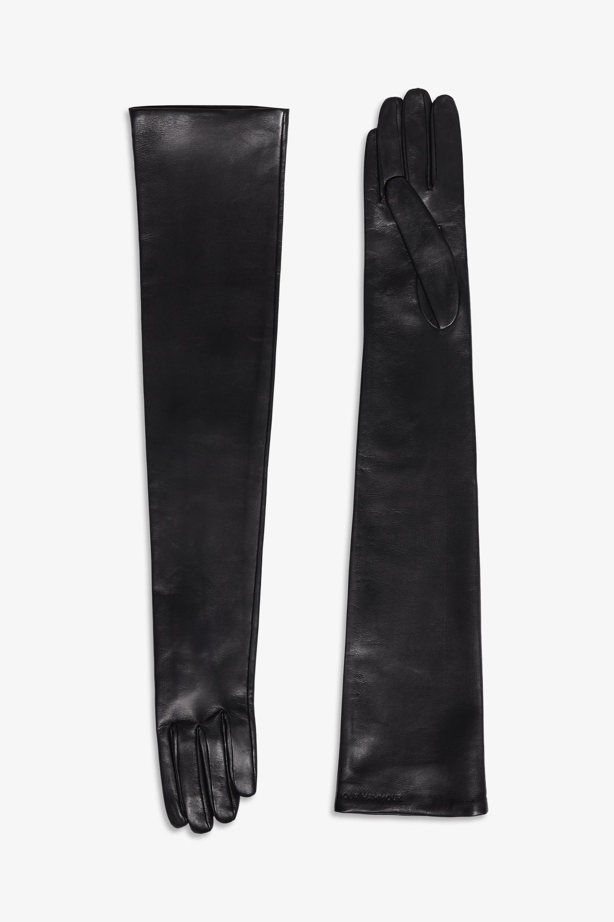 Nour Hammour Elonge Extra Long Leather Gloves Black - Silhouette