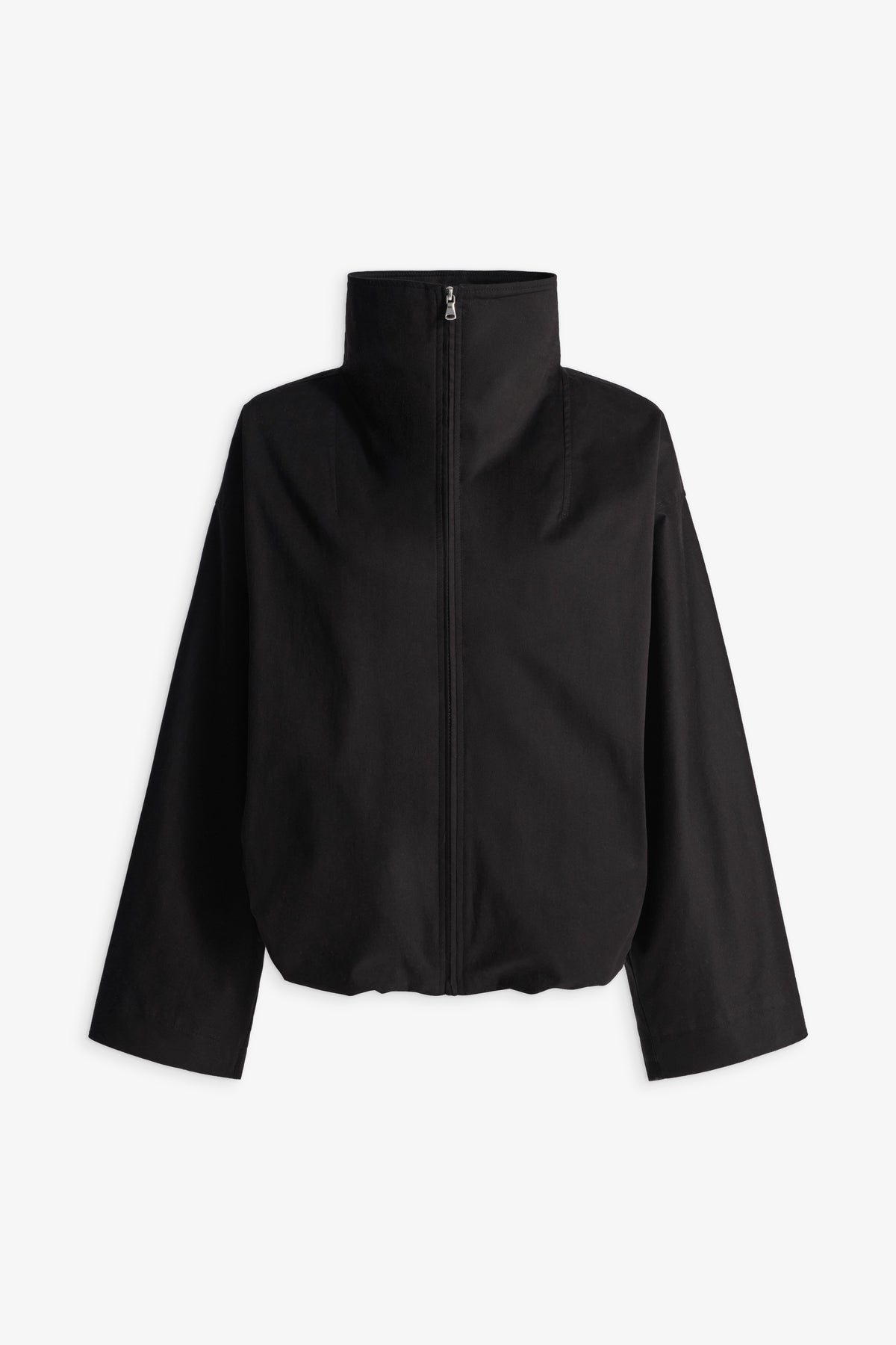 Nour Hammour Francois Funnel Neck Cotton Bomber Black - Silhouette