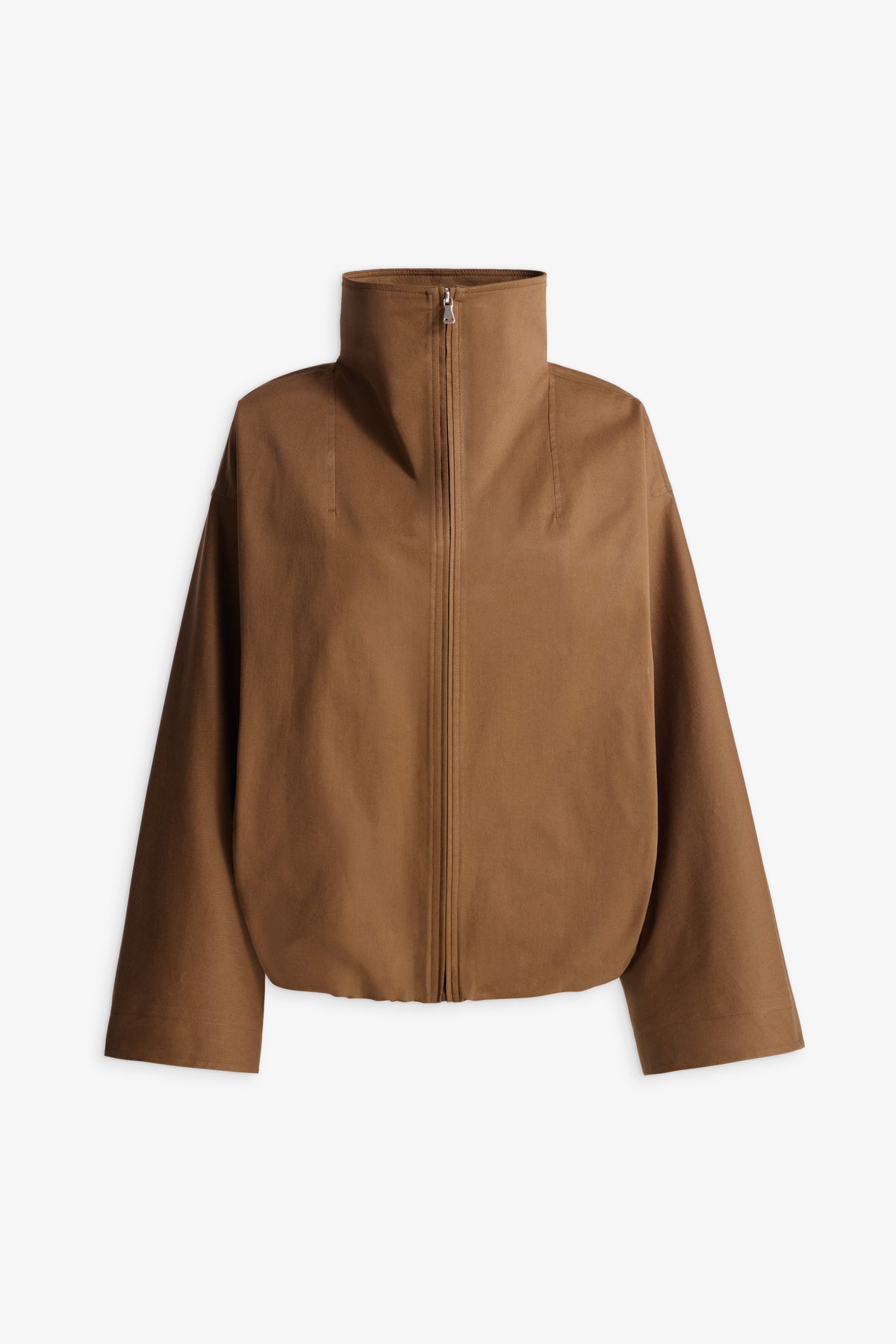 Nour Hammour Francois Funnel Neck Cotton Bomber Camel - Silhouette