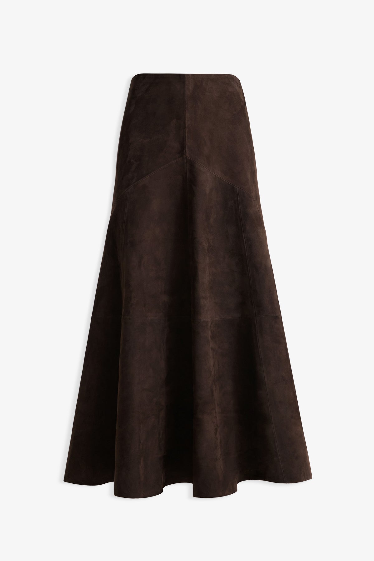 Nour Hammour Garnier Suede Circle Skirt Mocha - Silhouette