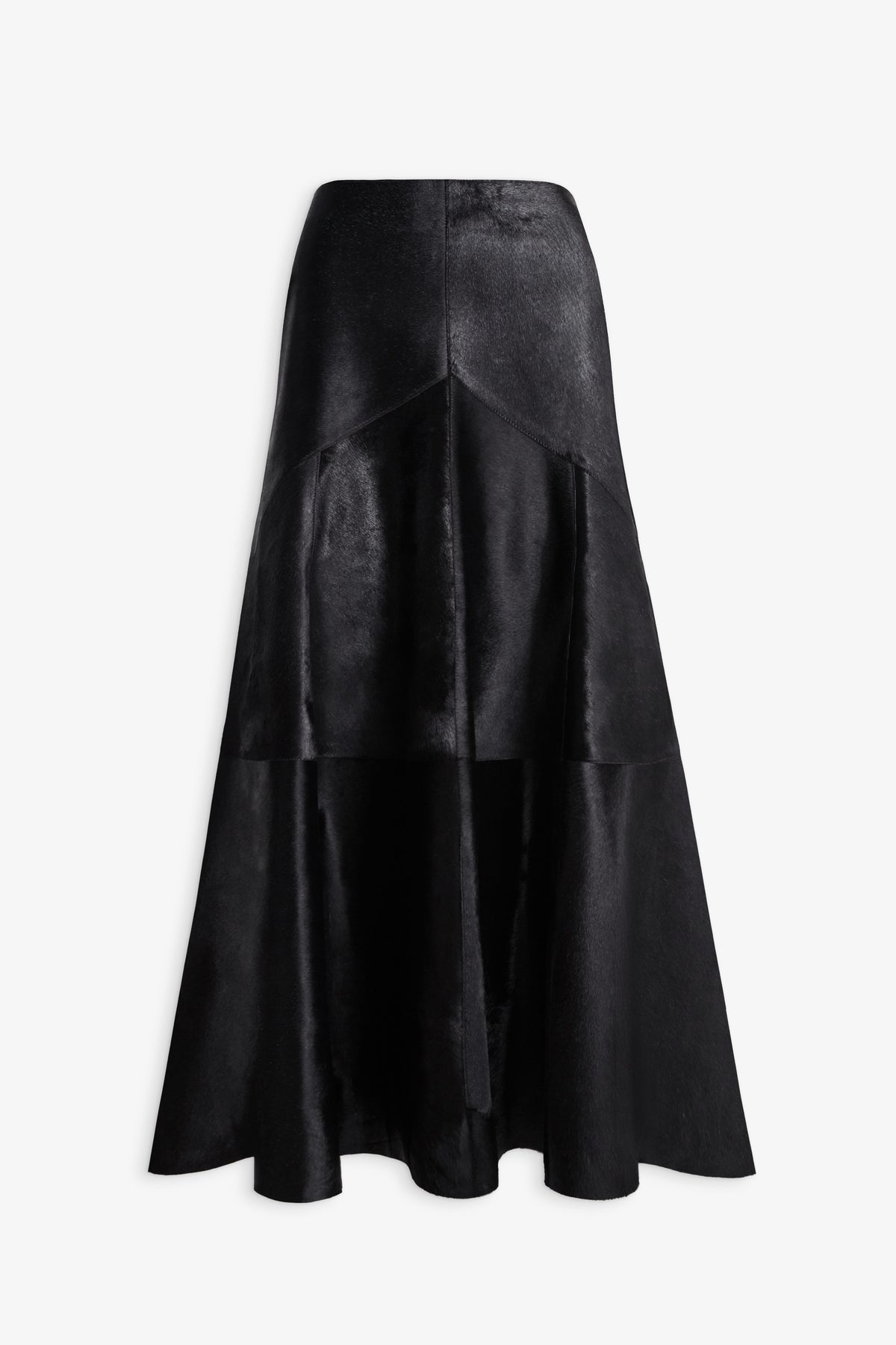 Nour Hammour Garnier Ponyhair Circle Skirt Obsidian Black - Silhouette