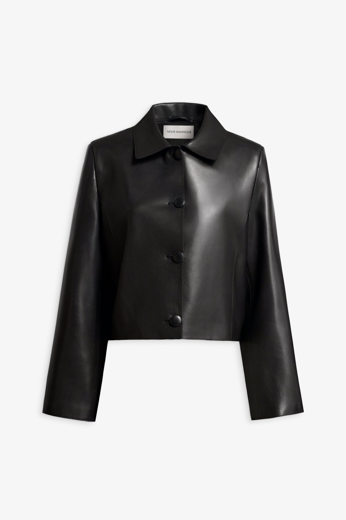 Nour Hammour Hadley Refined Leather Jacket Noir Classique - Silhouette
