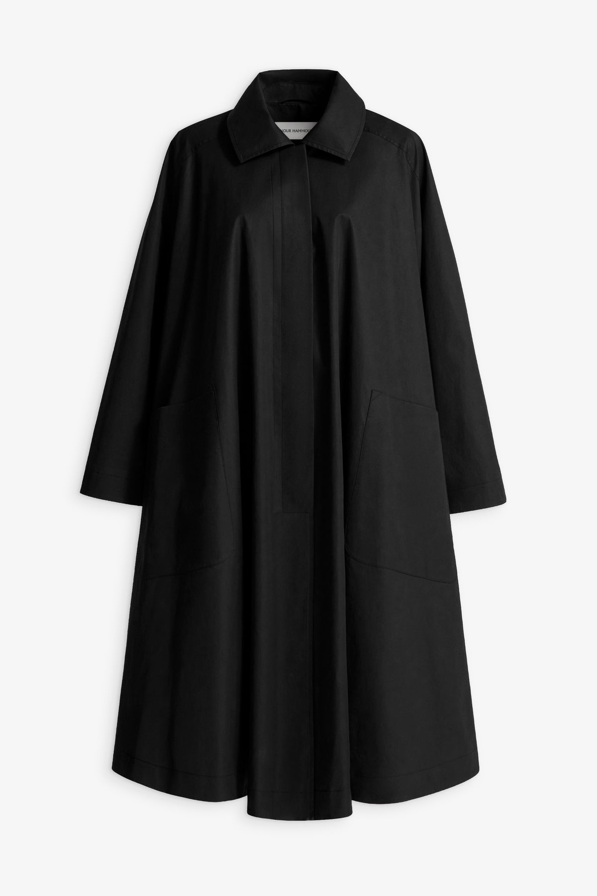Nour Hammour Jane Graceful Cotton Coat Black - Silhouette