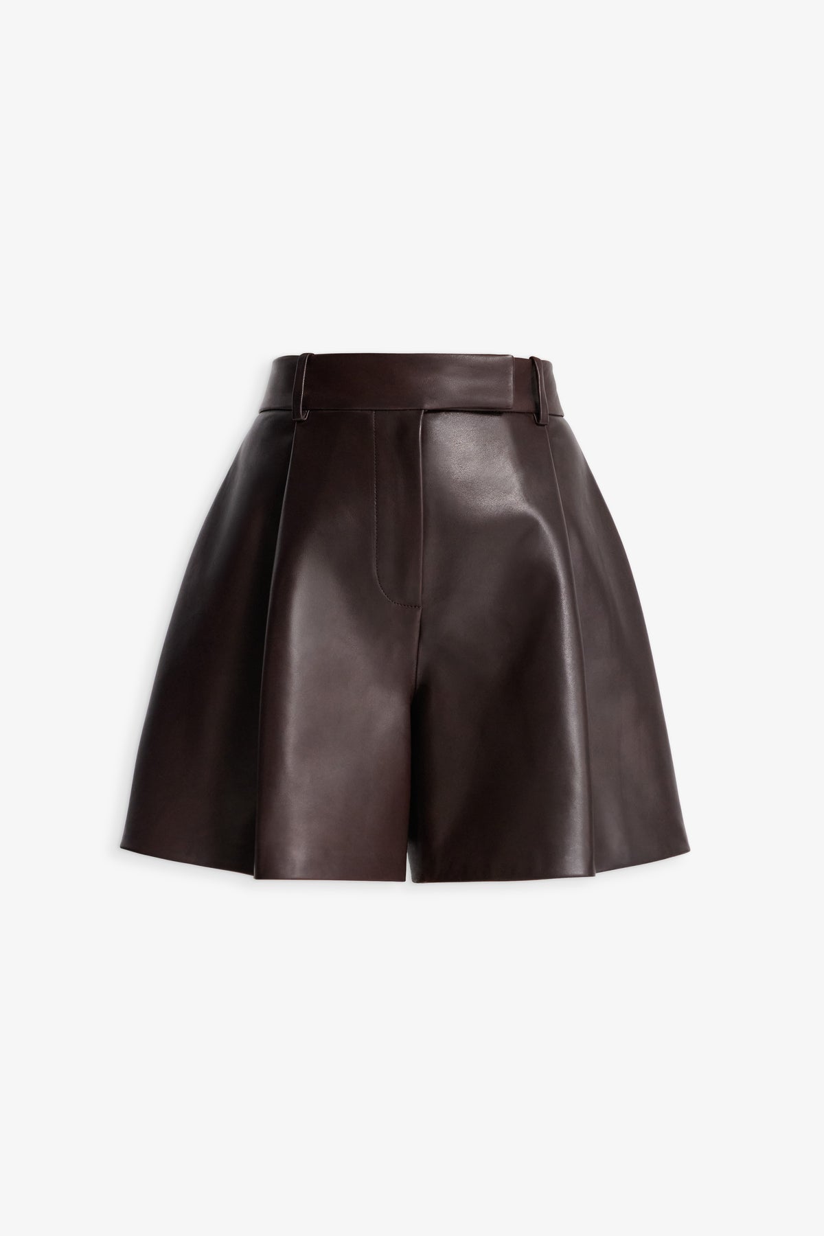 Nour Hammour Jonah High Waist Leather Short Brown - Silhouette 