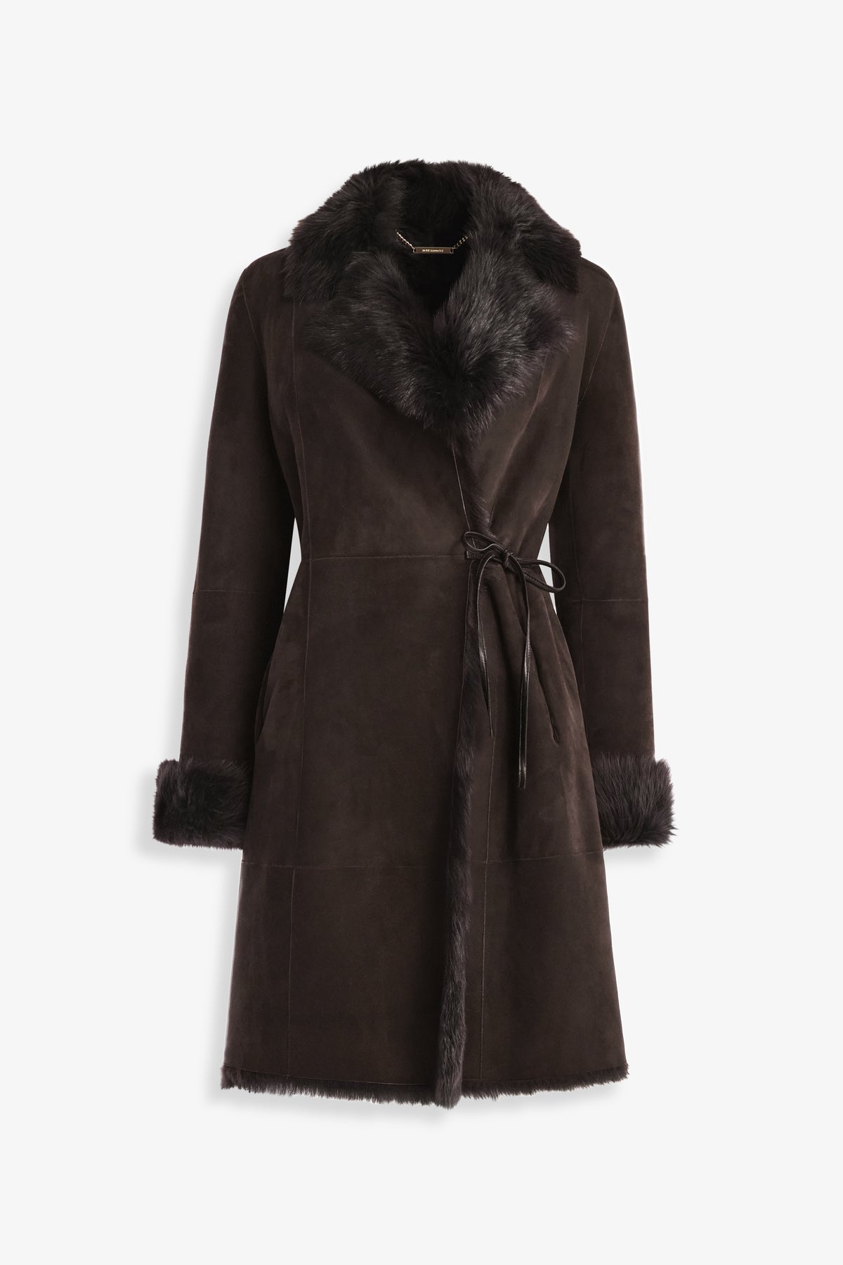 Nour Hammour Joni Mid-Length Feminine Shearling Coat Ombre - Silhouette