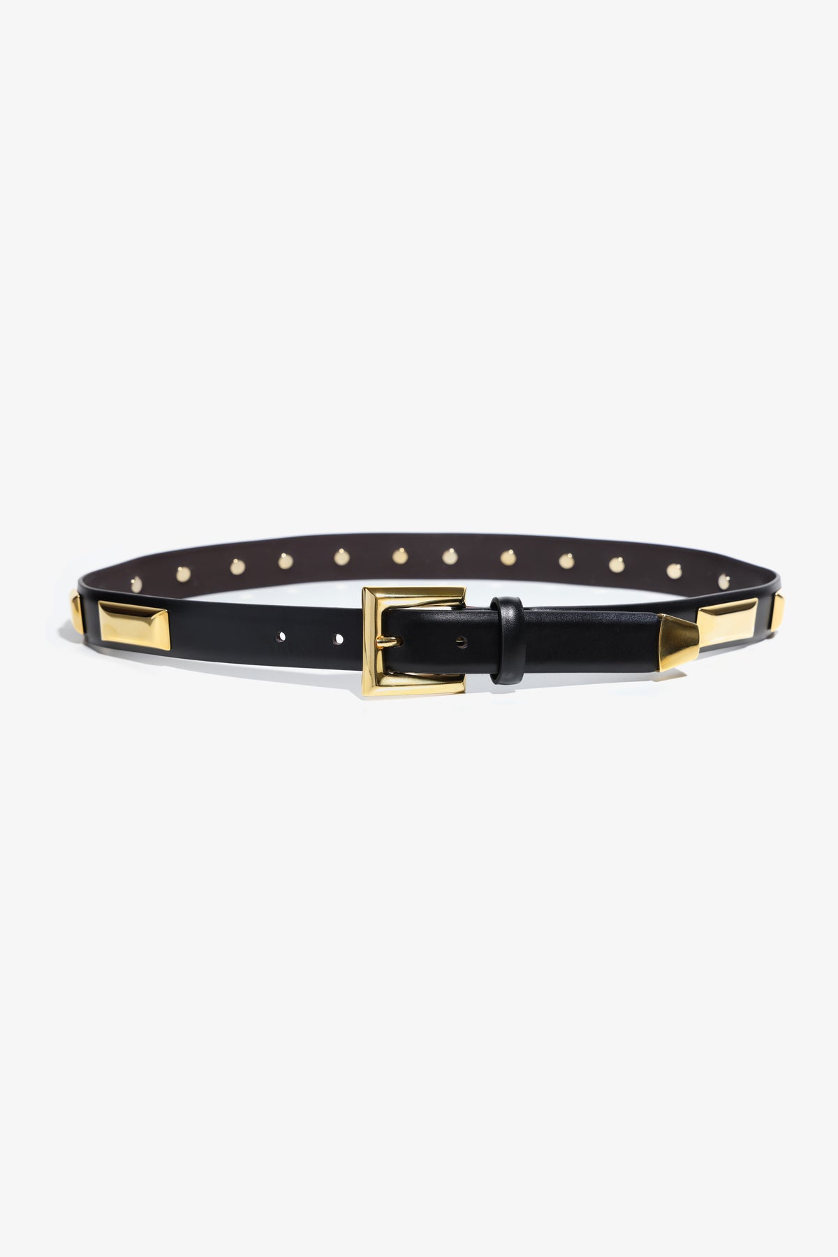 Nour Hammour Josephine Embellished Leather Belt Black & Gold - Silhouette