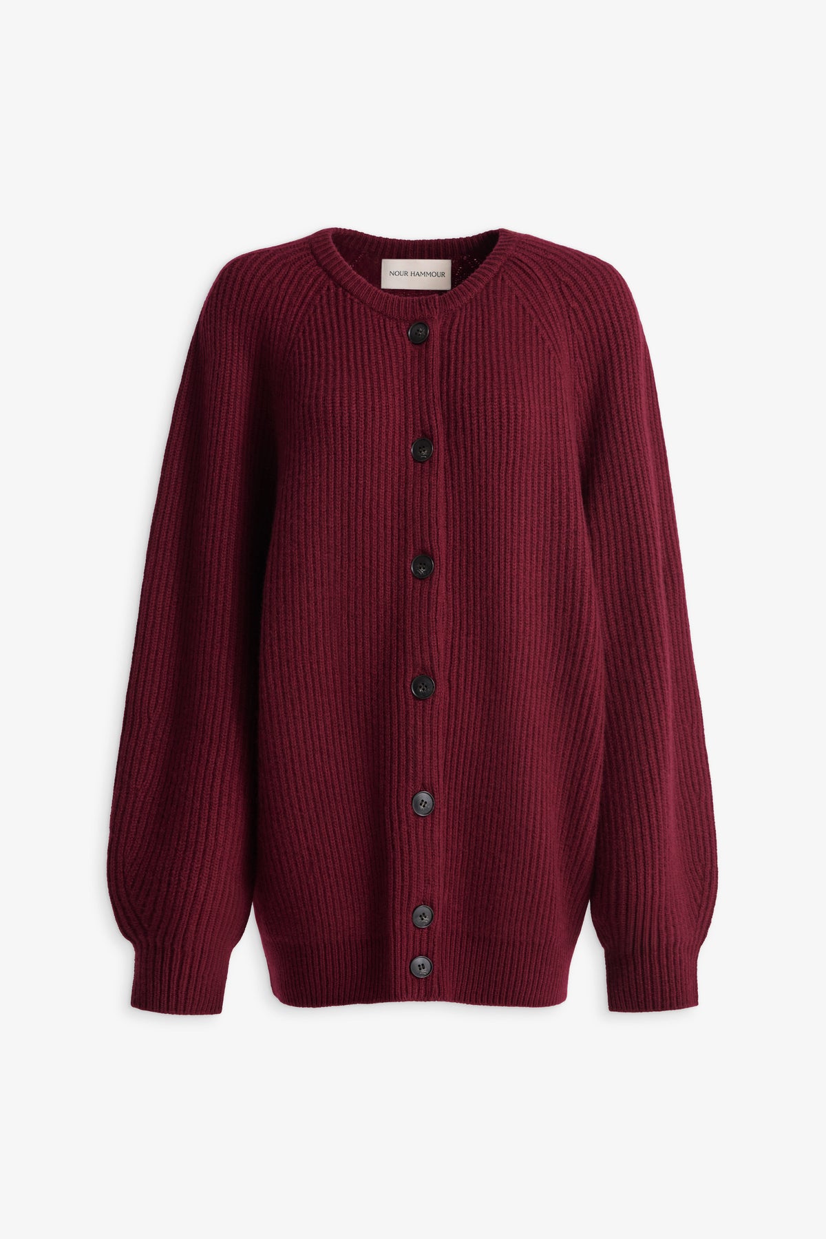 Nour Hammour Laurel Cashmere Cardigan Garnet - Silhouette