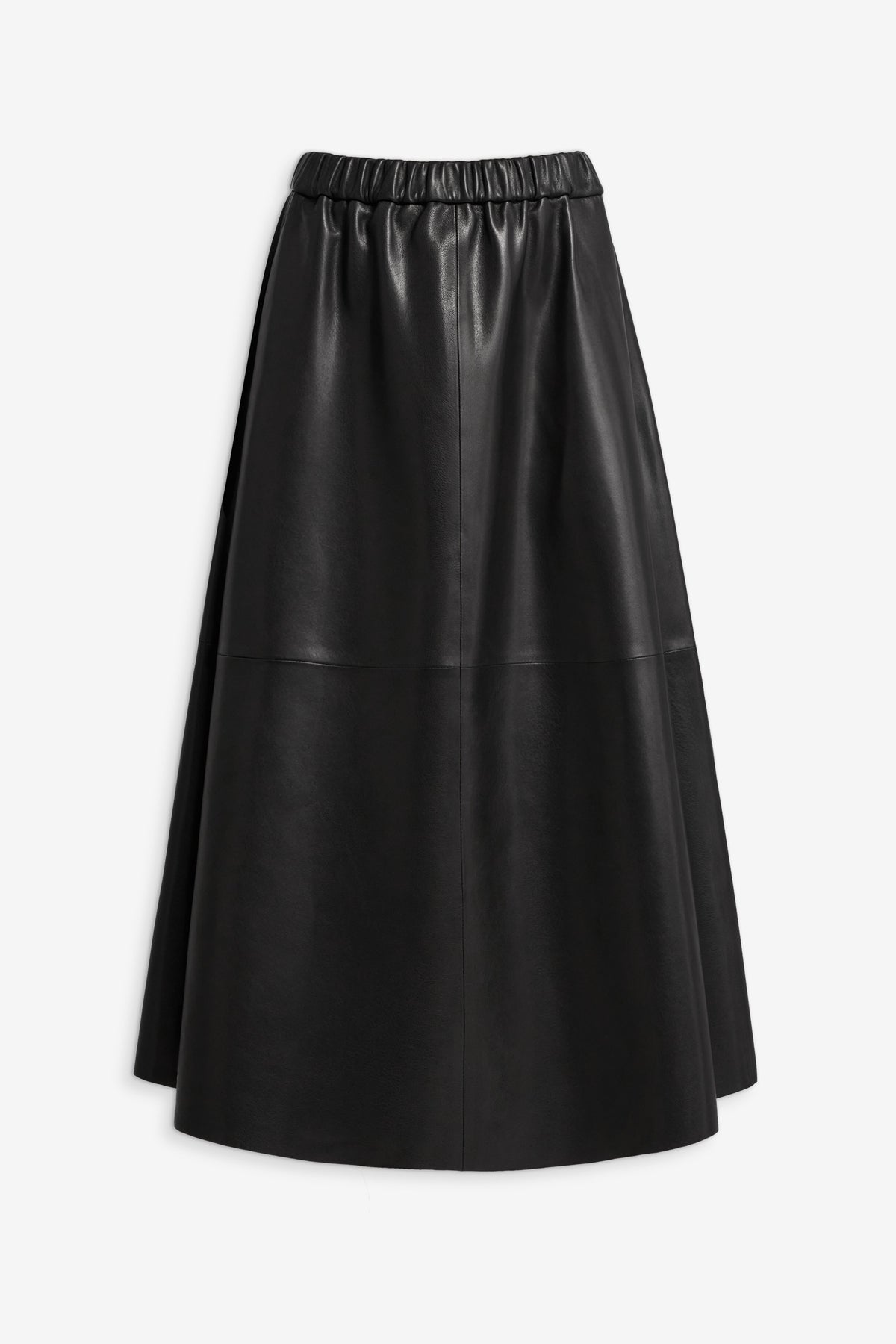 Nour Hammour Lenly Slouchy Leather Midi Skirt Noir Classique - Silhouette 