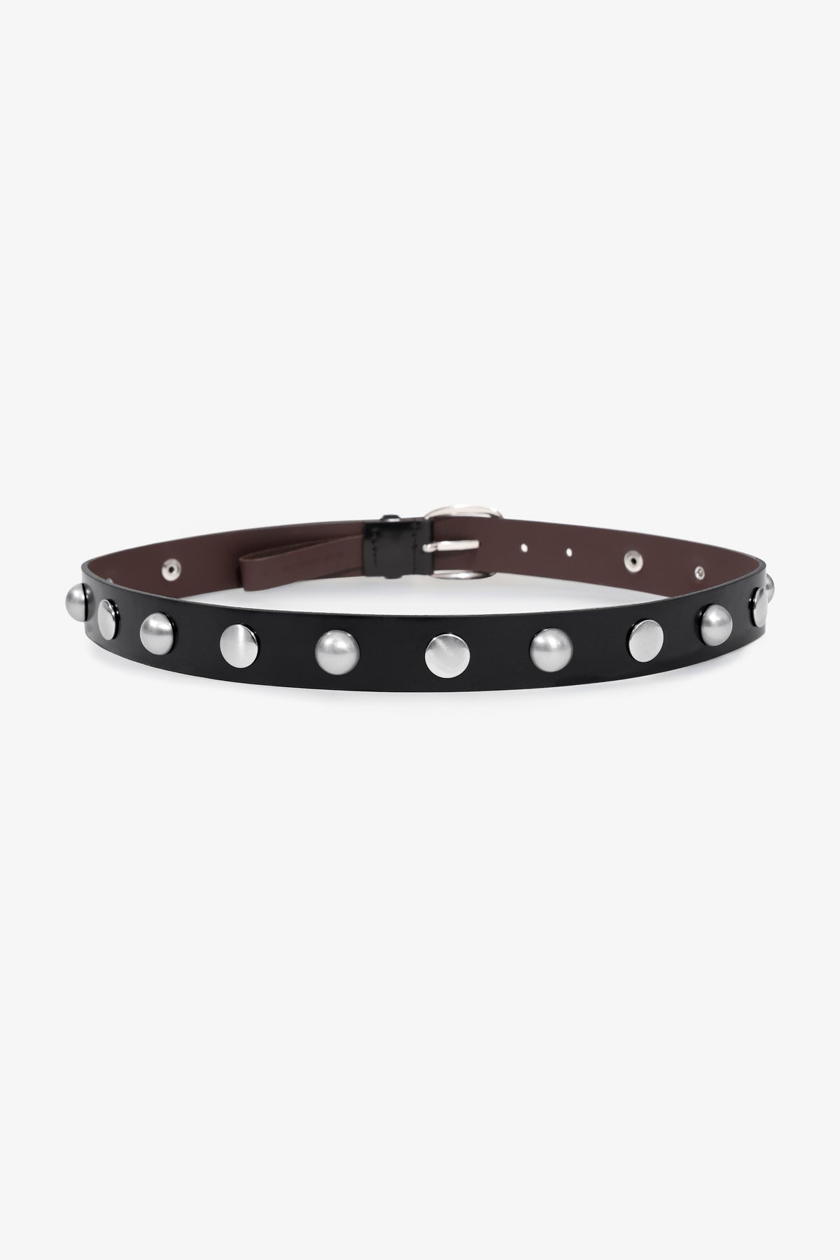 Nour Hammour Dion Leather Studded Belt Black Silver - Silhouette Back