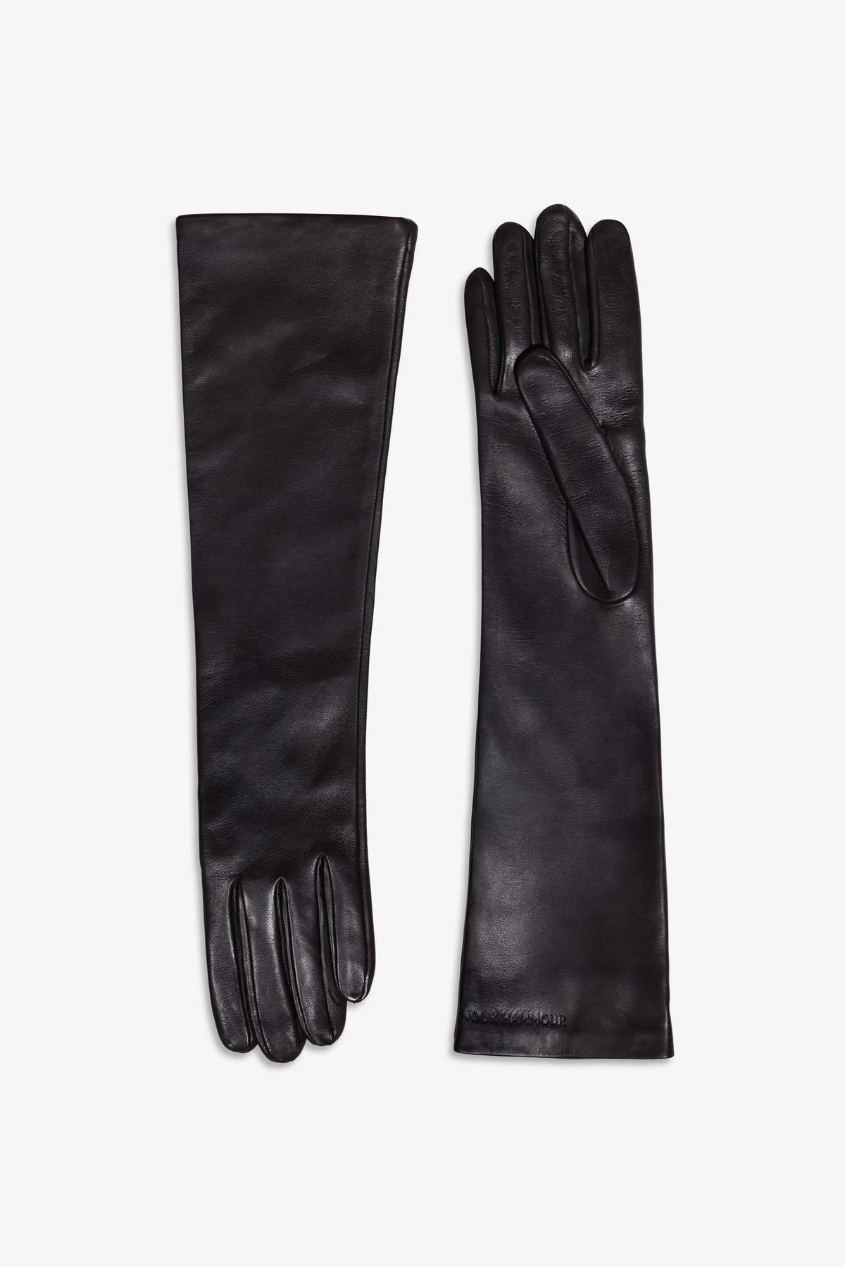 Nour Hammour Elbow Long Leather Gloves Black - Silhouette
