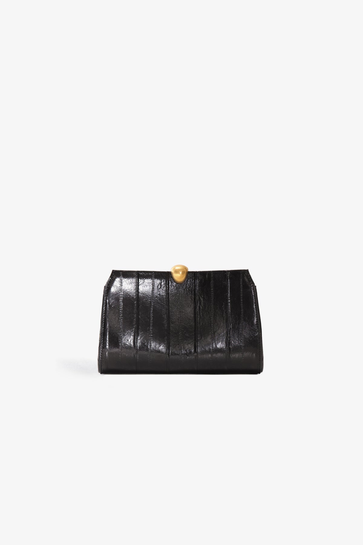Nour Hammour Lou Jewelry Eel Leather Clutch Glossy Black Eel - Silhouette