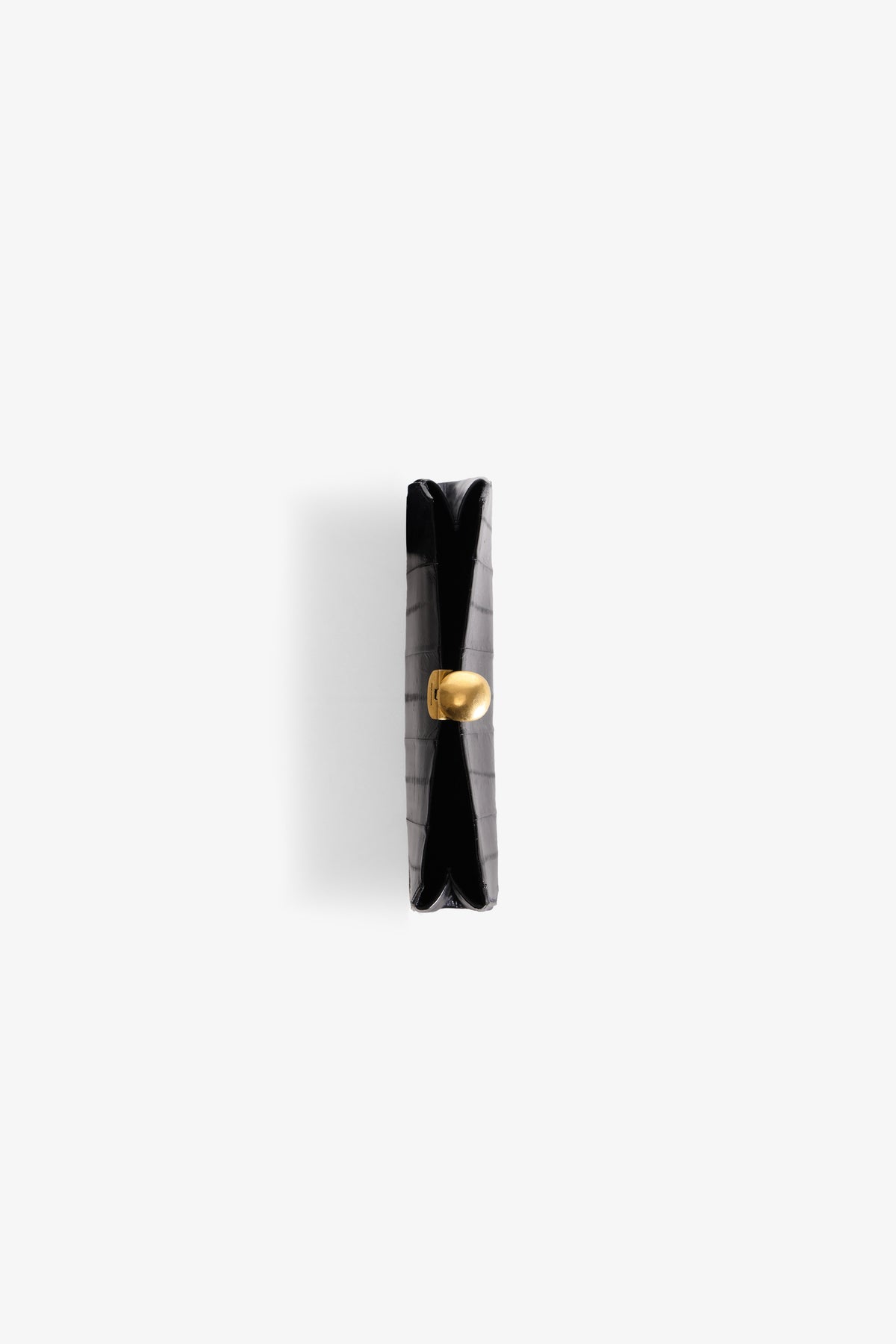 Nour Hammour Lou Jewelry Eel Leather Clutch Glossy Black Eel - Top