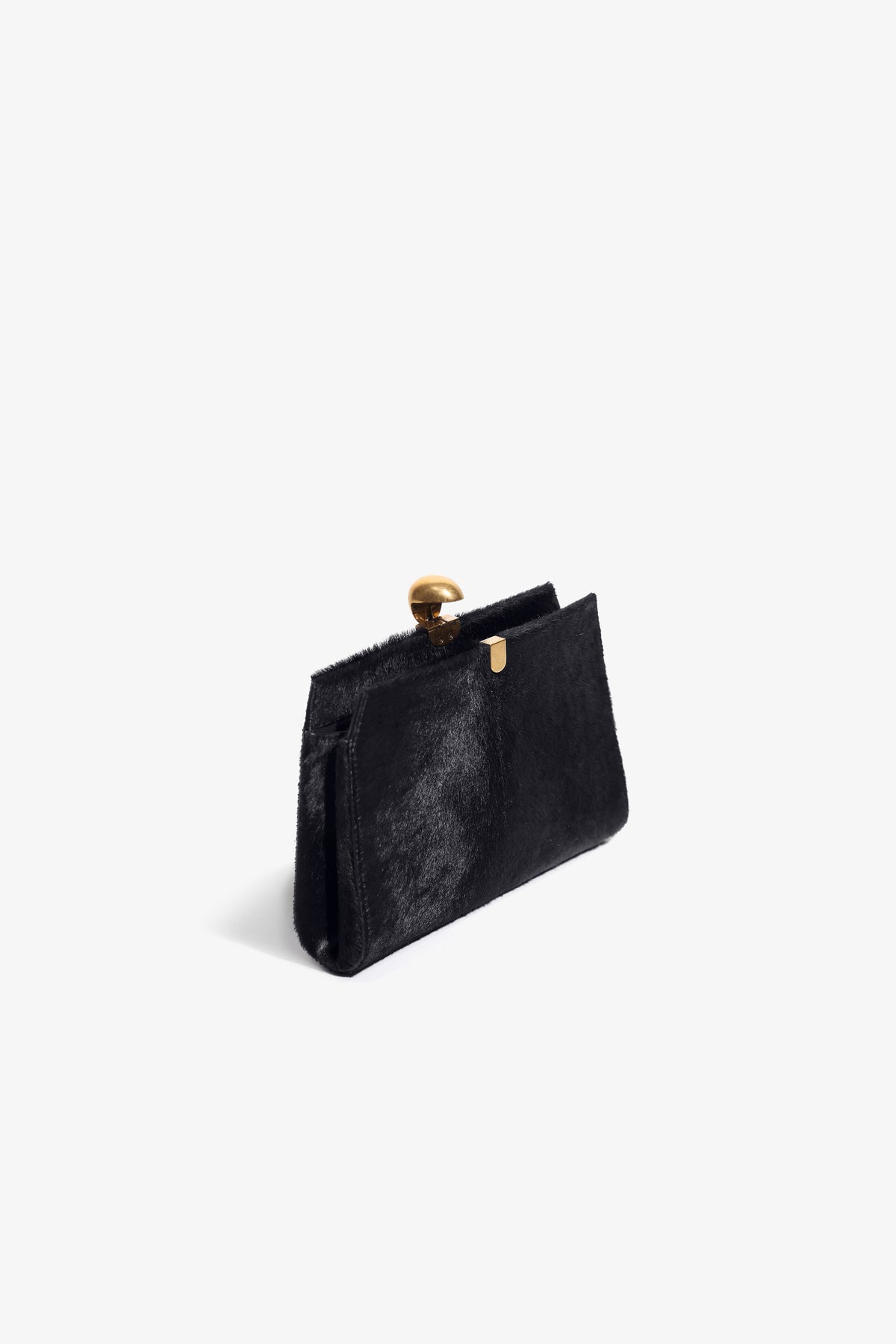 Nour Hammour Lou Jewelry Ponyhair Clutch Obsidian Black - Open 