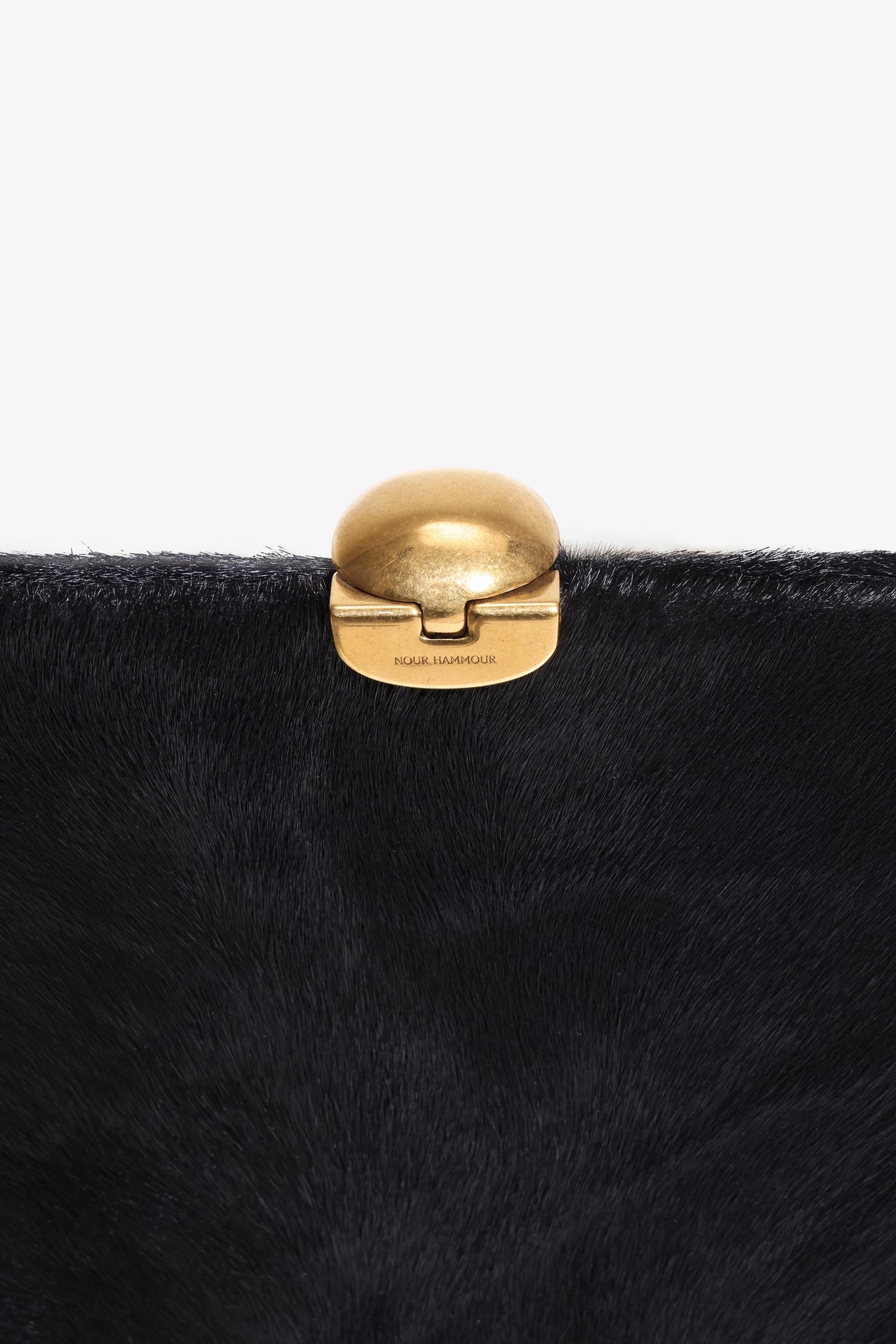 Nour Hammour Lou Jewelry Ponyhair Clutch - Obsidian Black - Details 