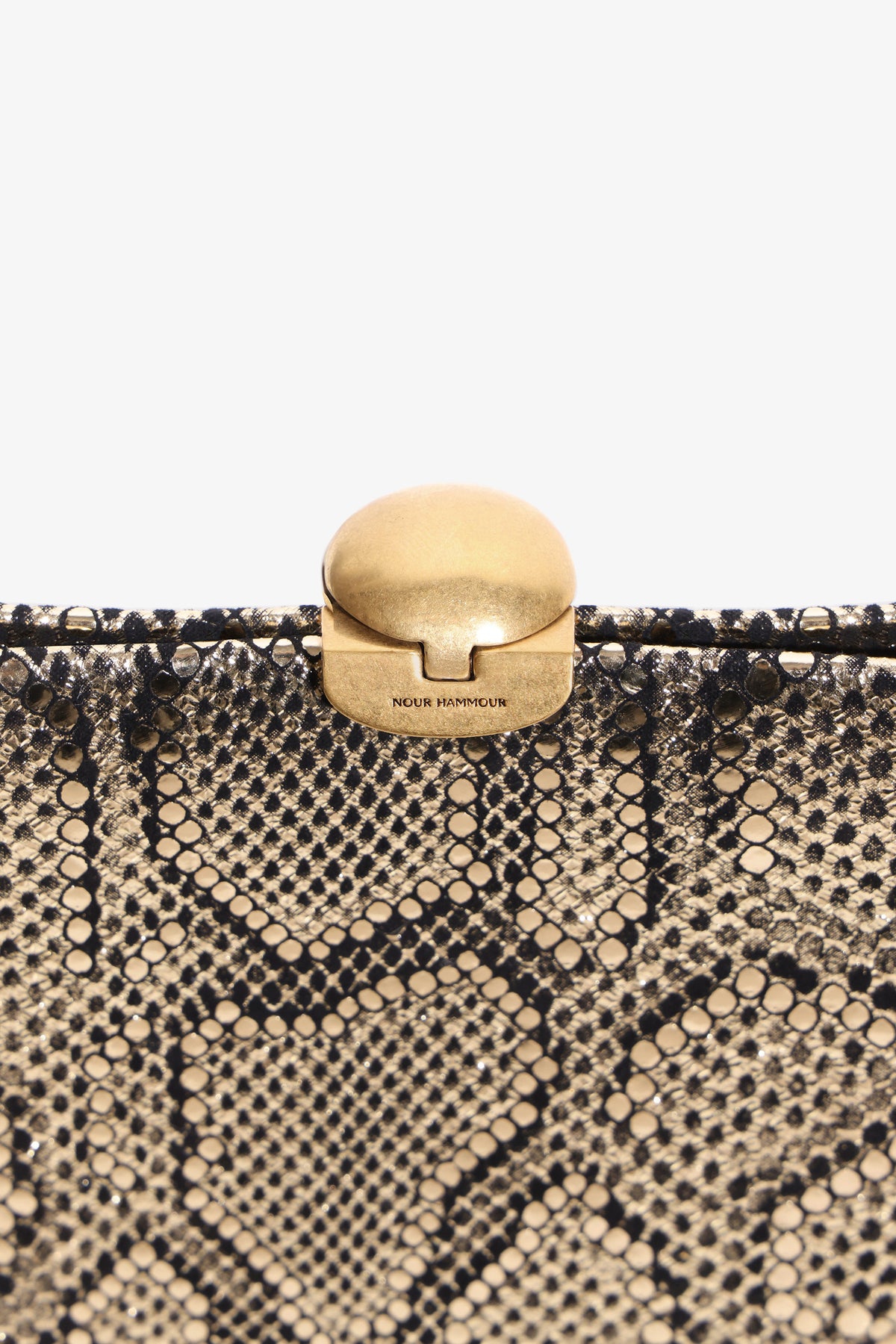 Nour Hammour Lou Jewelry Calfskin Clutch Disco Gold - Details