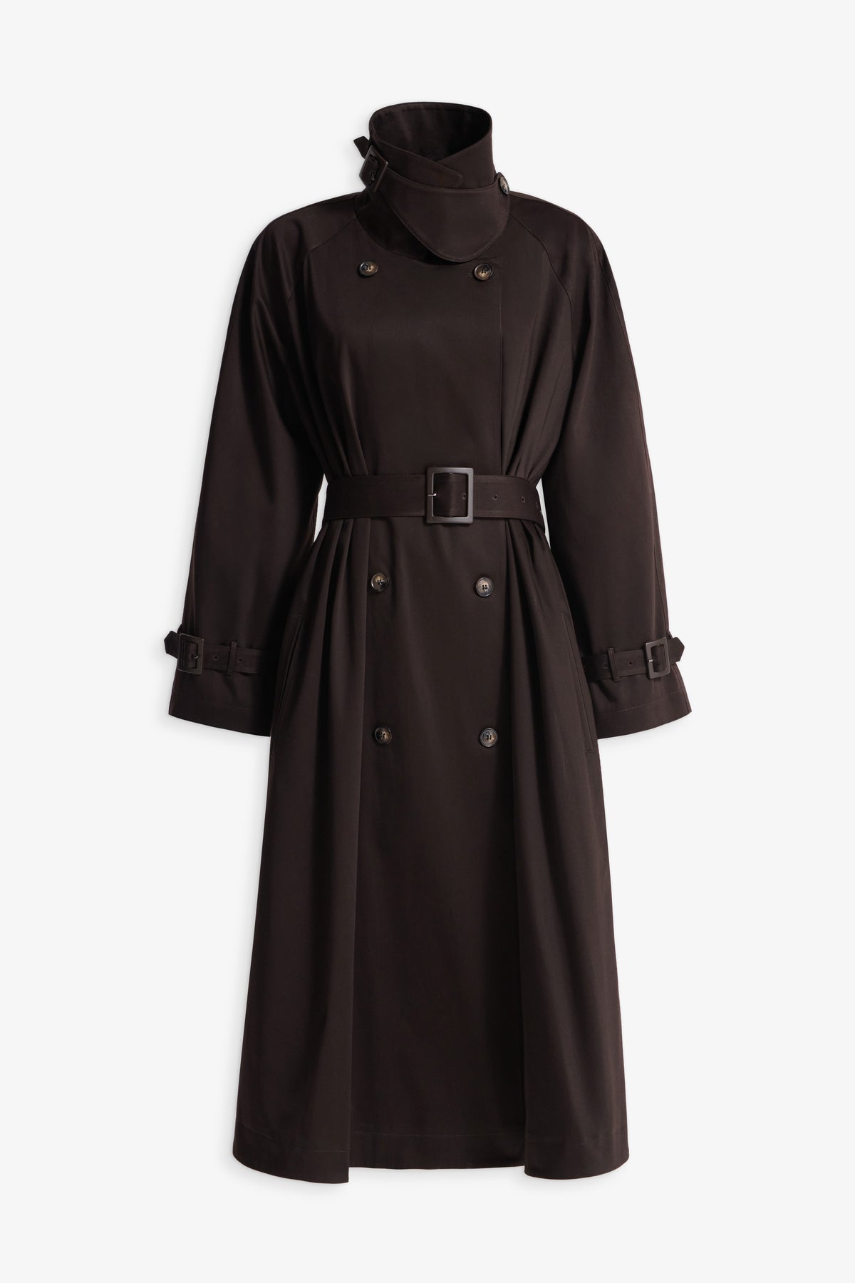Nour Hammour Marchand Elegant Cotton Trench Espresso - Silhouette