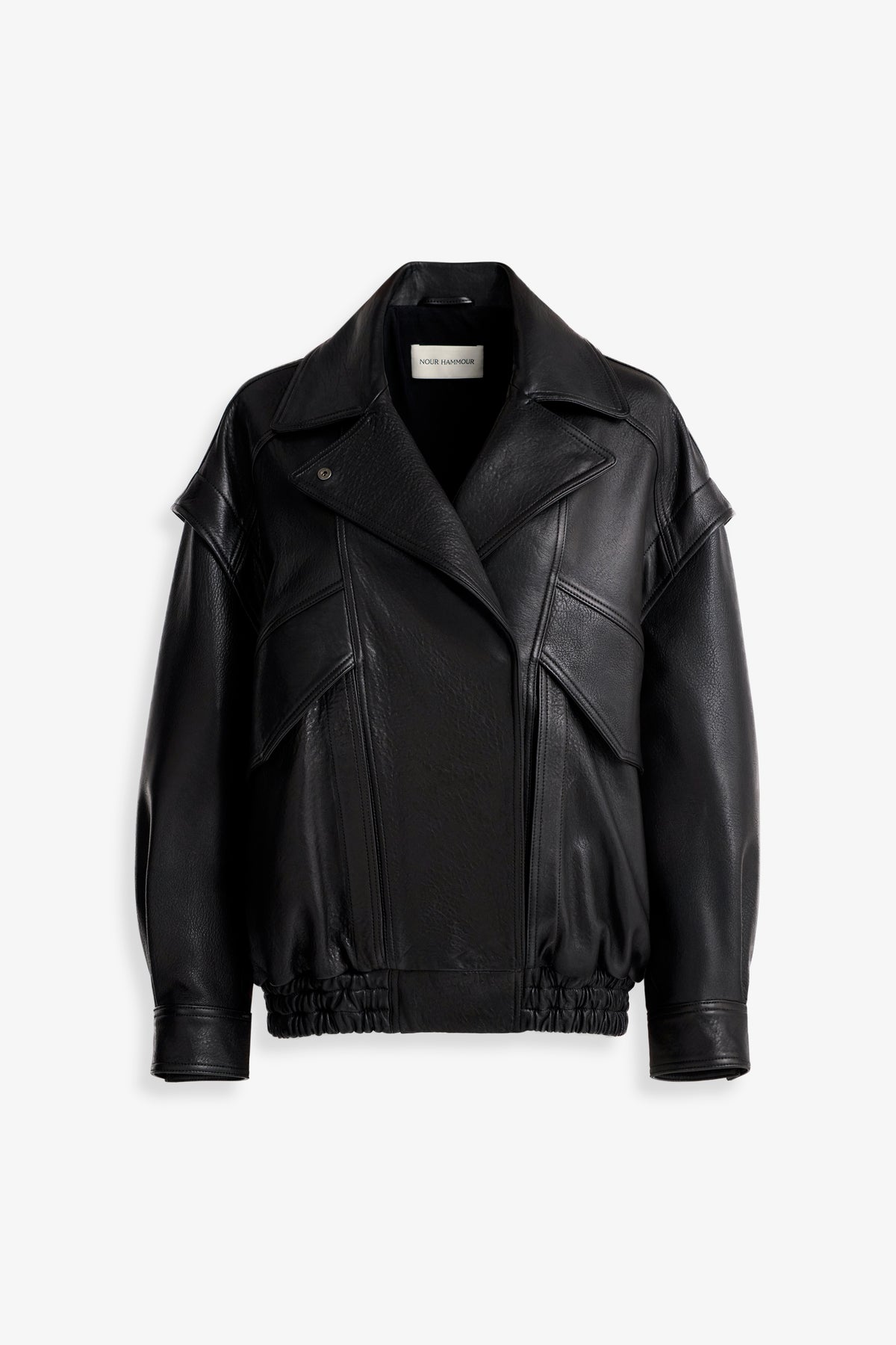 Nour Hammour Micah Sumptuous Leather Bomber Black - Silhouette