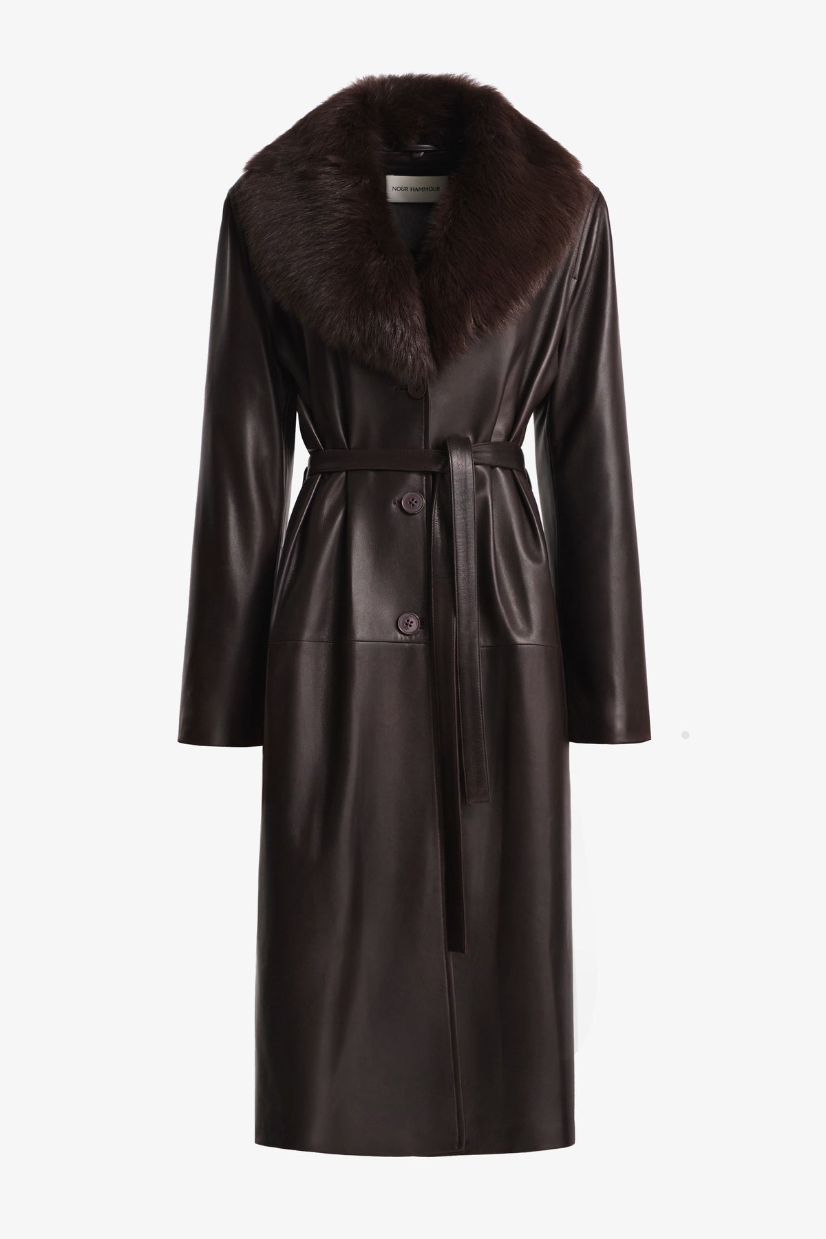 Nour Hammour Niven Glamorous Relaxed Trench Dark Brown - Silhouette