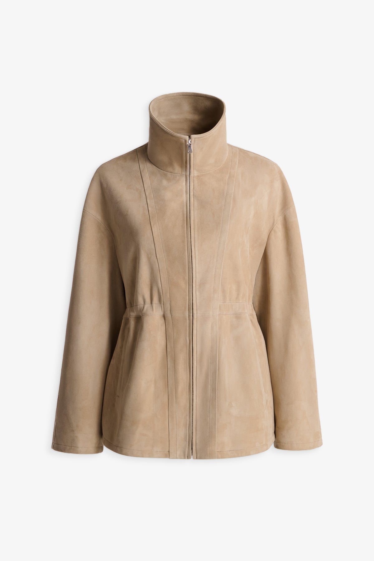 Nour Hammour Passage RRelaxed Suede Jacket Creme - Silhouette 