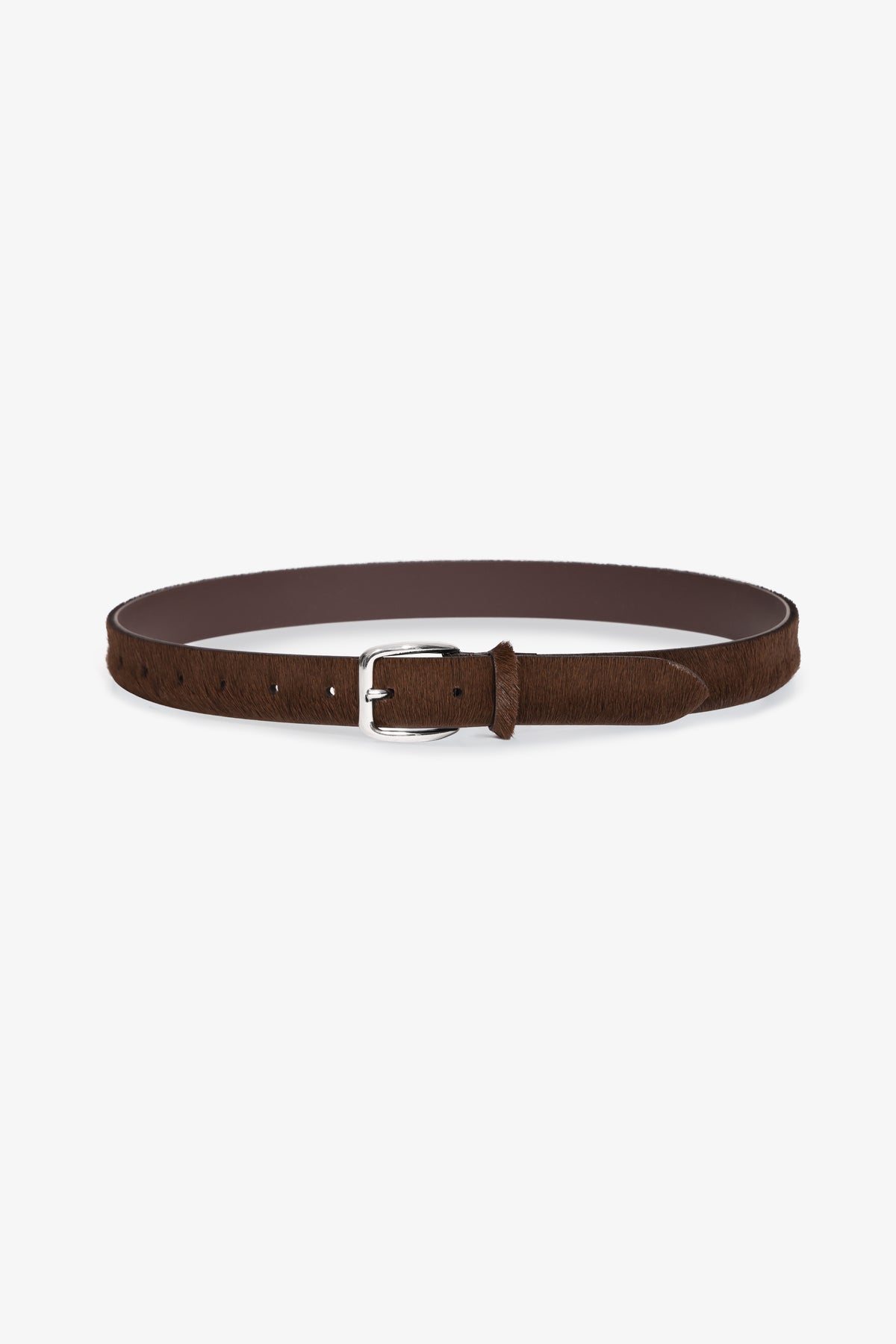 Nour Hammour Everyday Ponyhair Belt Brown Silver - Silhouette
