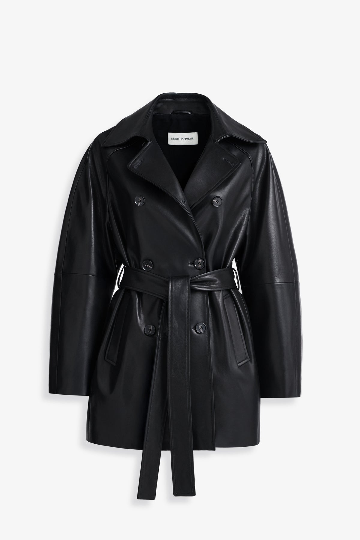 Nour Hammour Quinn Sublime Leather Trench Noir Classique - Silhouette