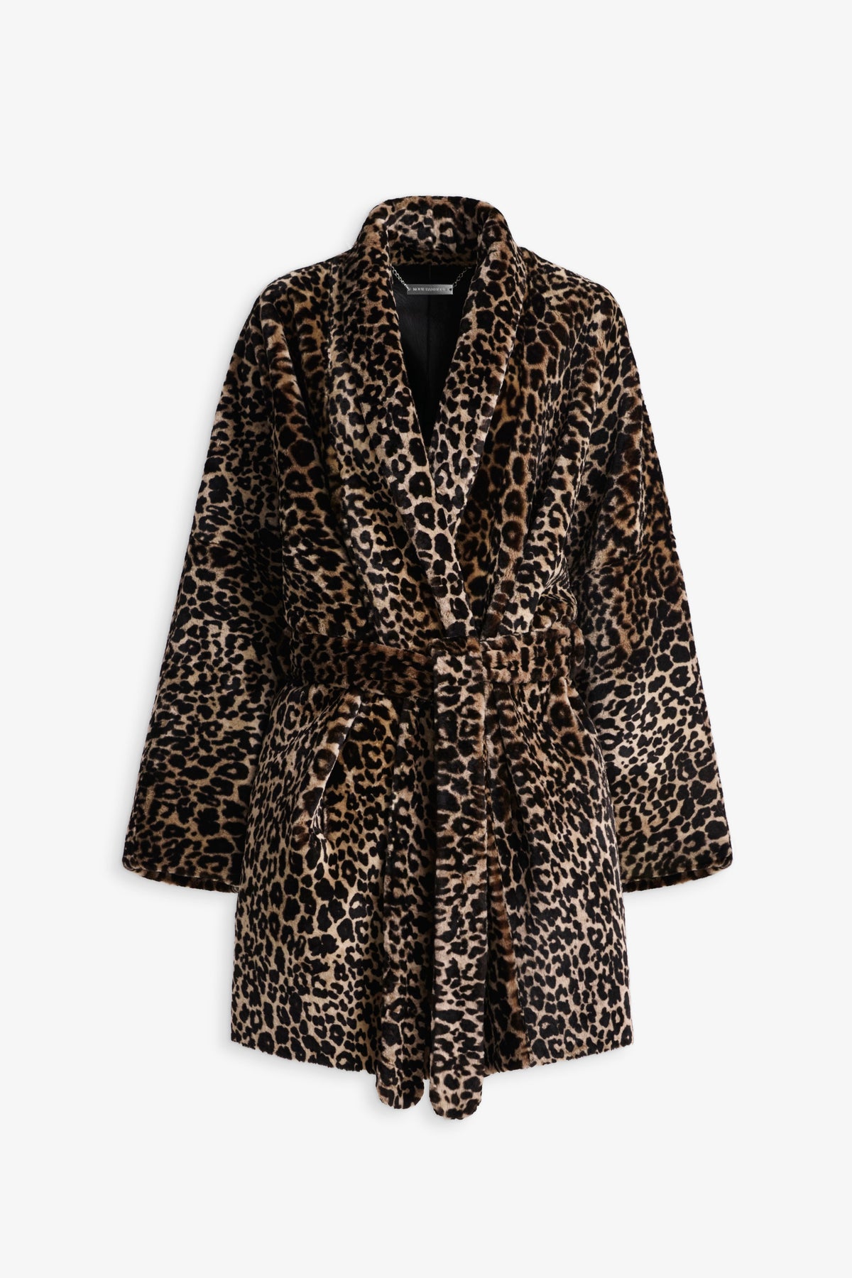 Nour Hammour Raquel Fluid Merinos Shearling Coat Plush Leopard - Silhouette 
