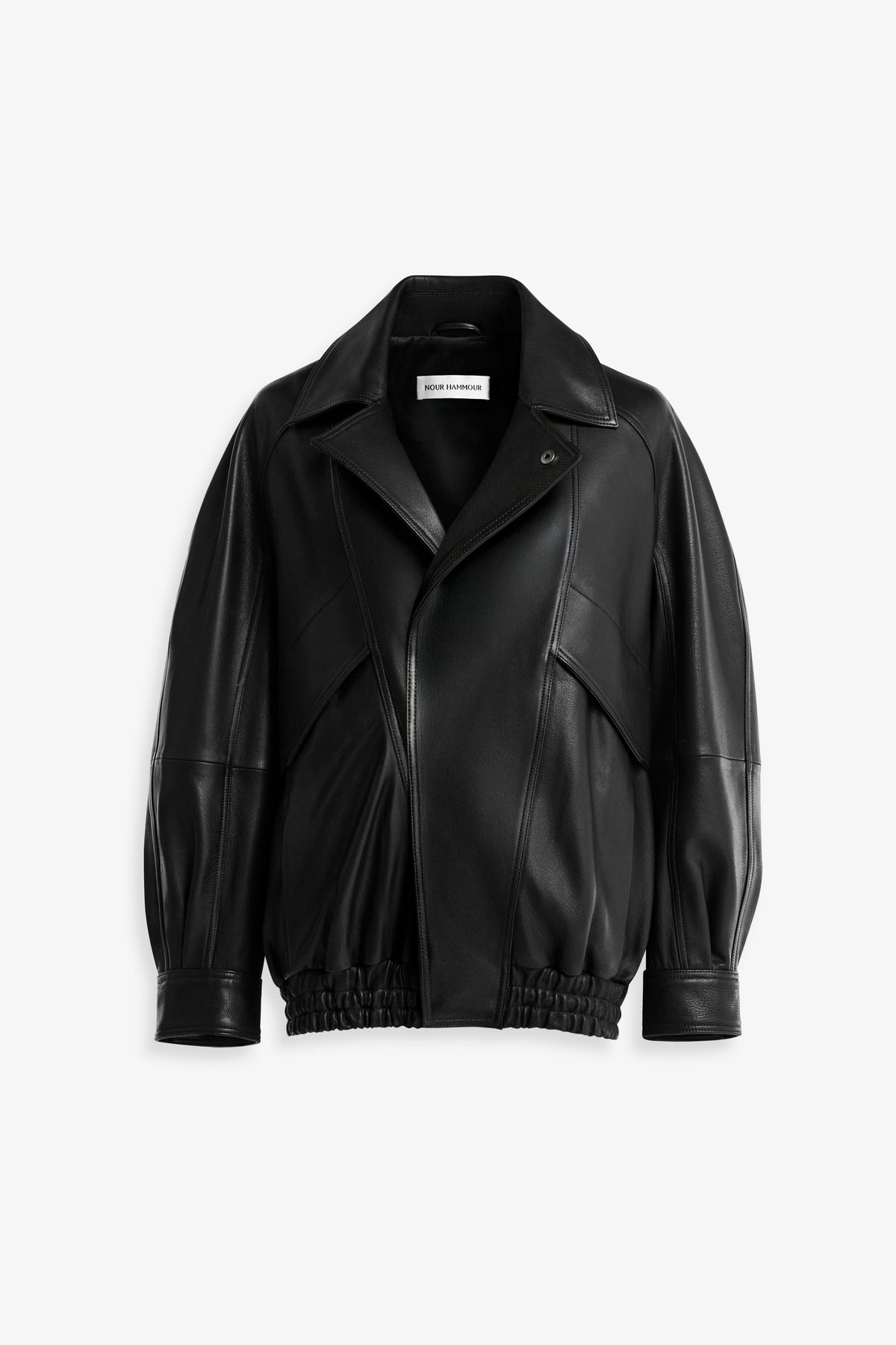 Nour Hammour Rafe Modern Leather Bomber Black - Silhouette