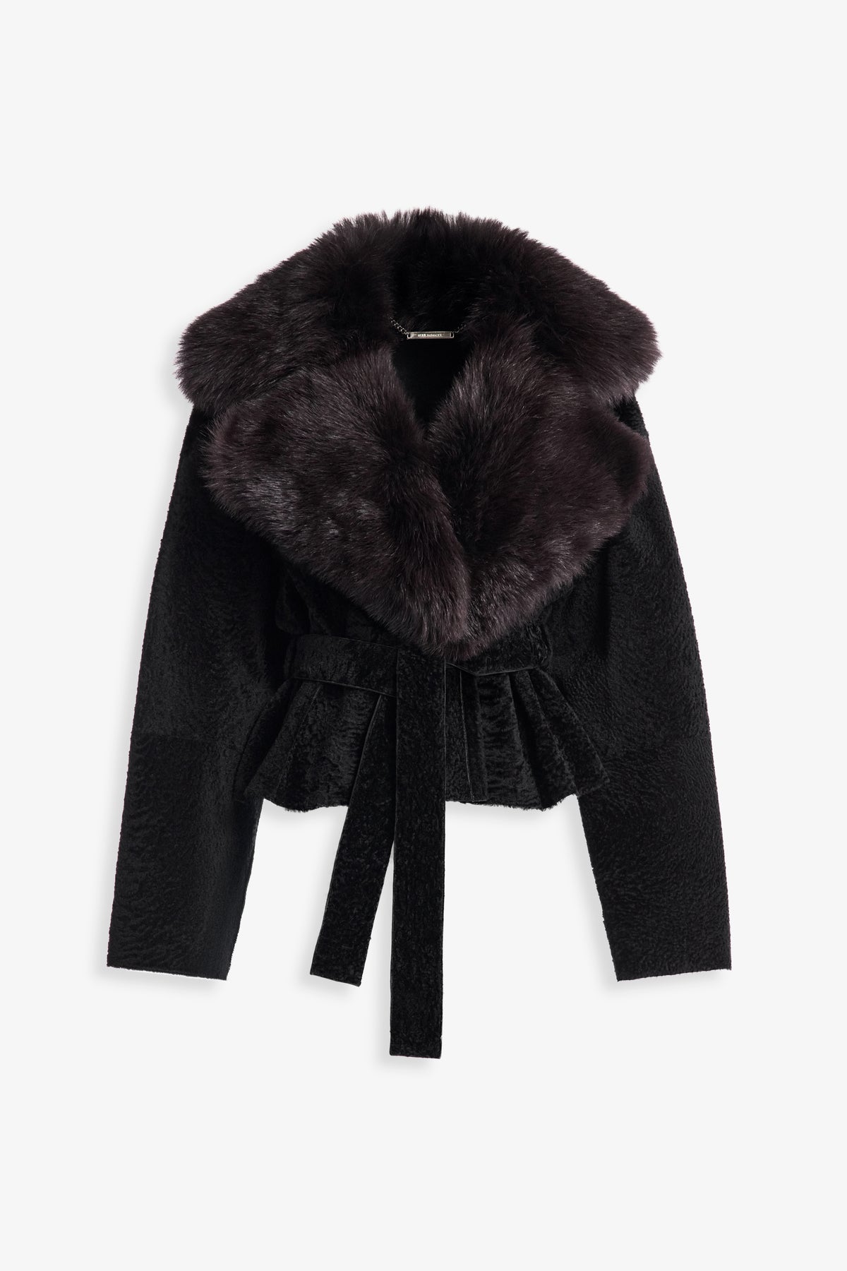 Nour Hammour Renata Velvety Shearling Coat Noir Boheme - Silhouette