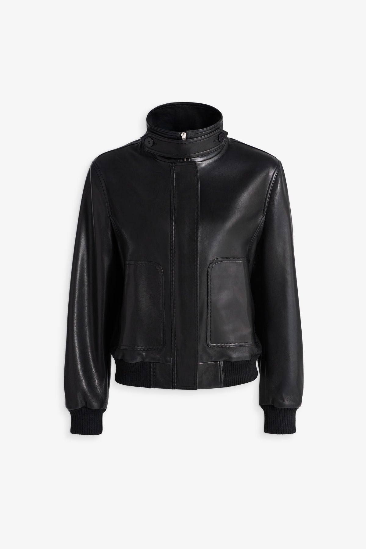 Nour Hammour Rios Classic Leather Bomber Noir Classique - Silhouette