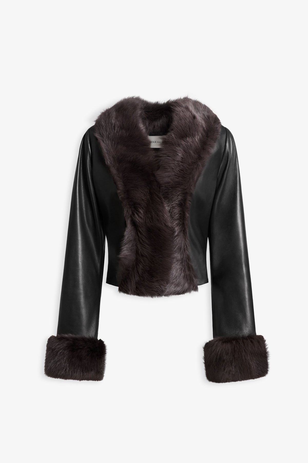 Nour Hammour Sofie 90s Shearling Leather Jacket Noir Classique - Silhouette