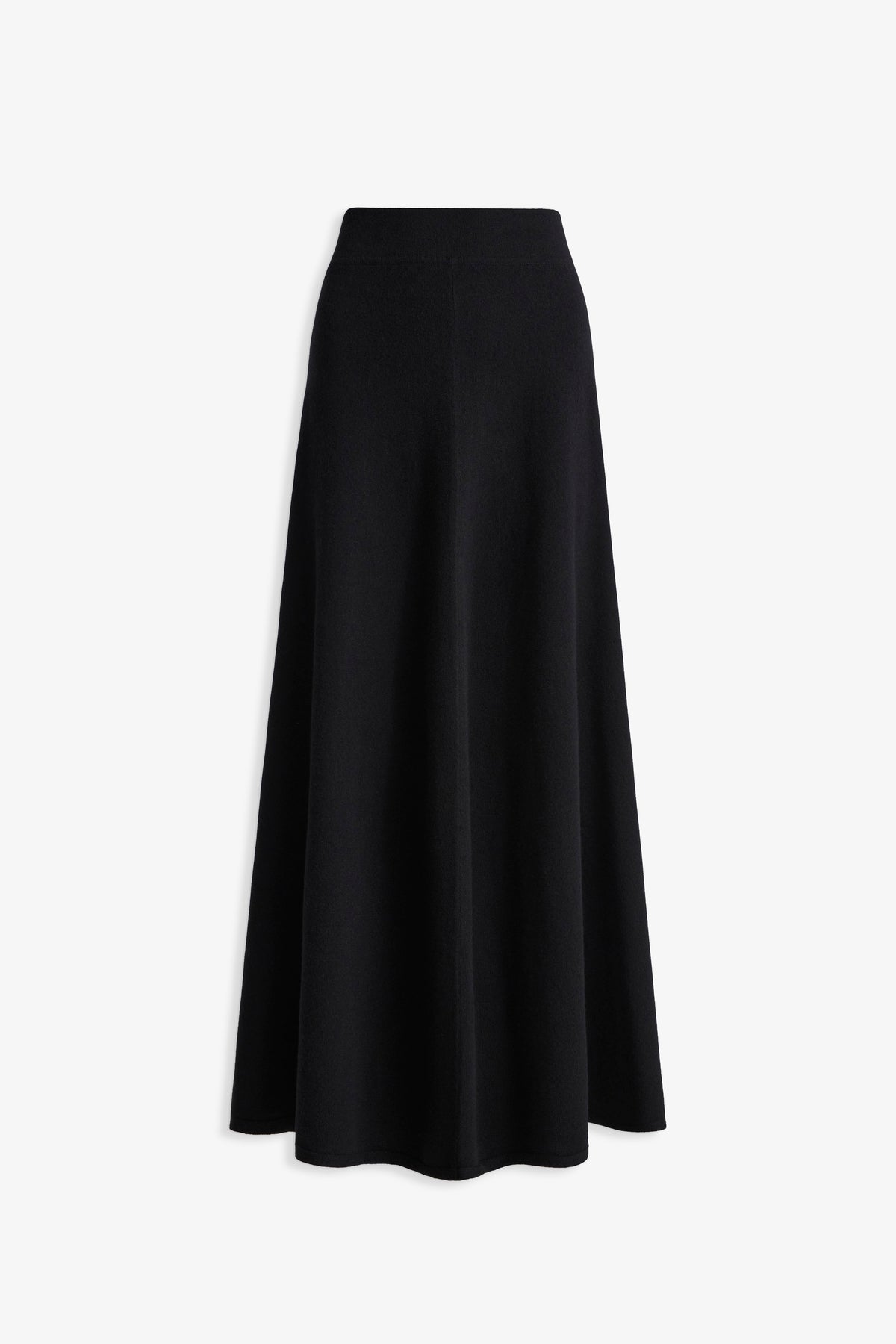 Nour Hammour Sola Cashmere Fluid Midi Skirt Black - Silhouette