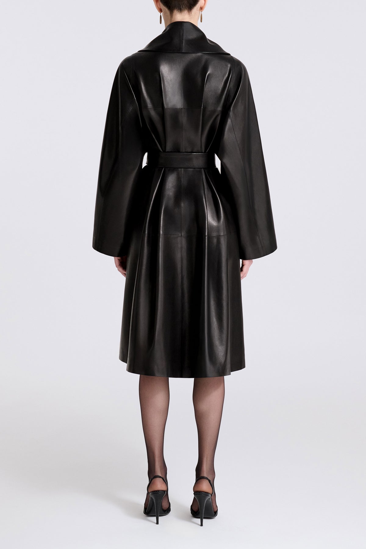 Model is Wearing Nour Hammour Sylvie Shawl Collar Robe Coat Nour Classique - Back